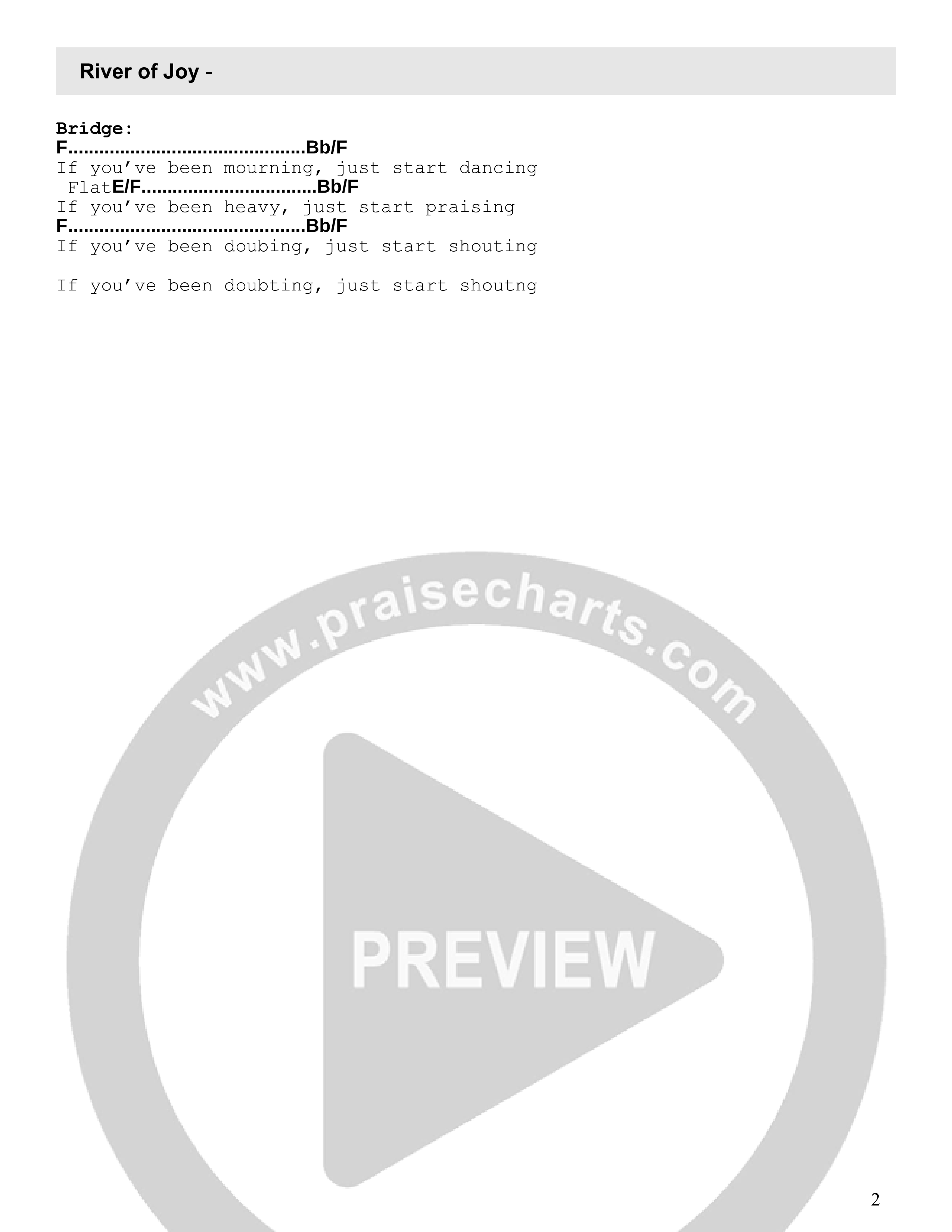 River Of Joy Chord Chart (Calvary Worship Live)