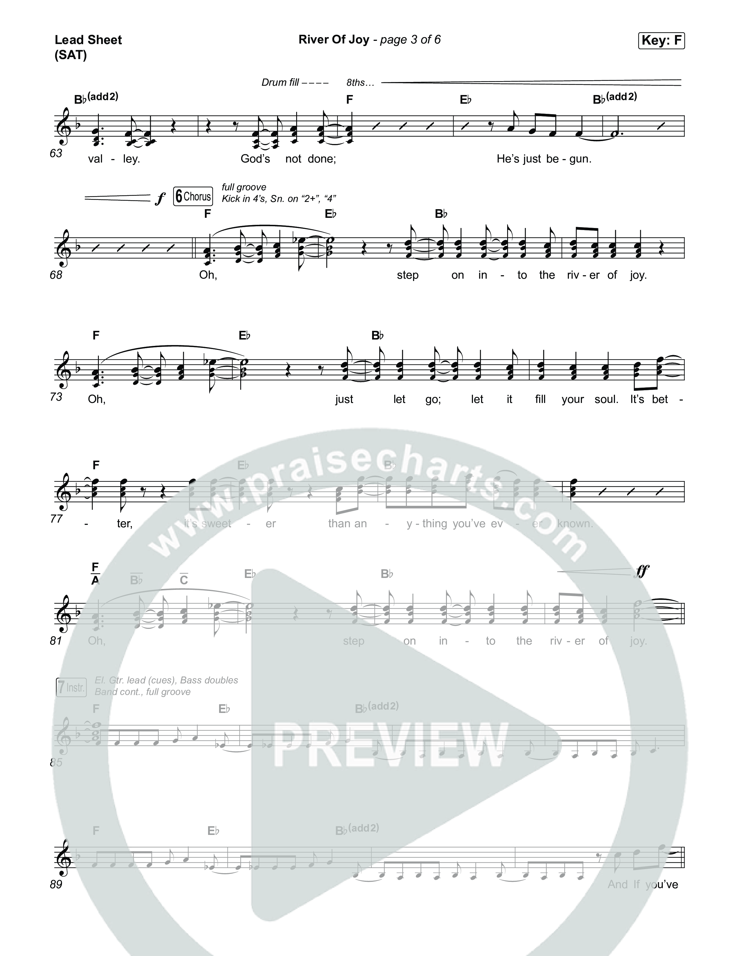 River Of Joy Lead Sheet (SAT) (Calvary Worship Live)
