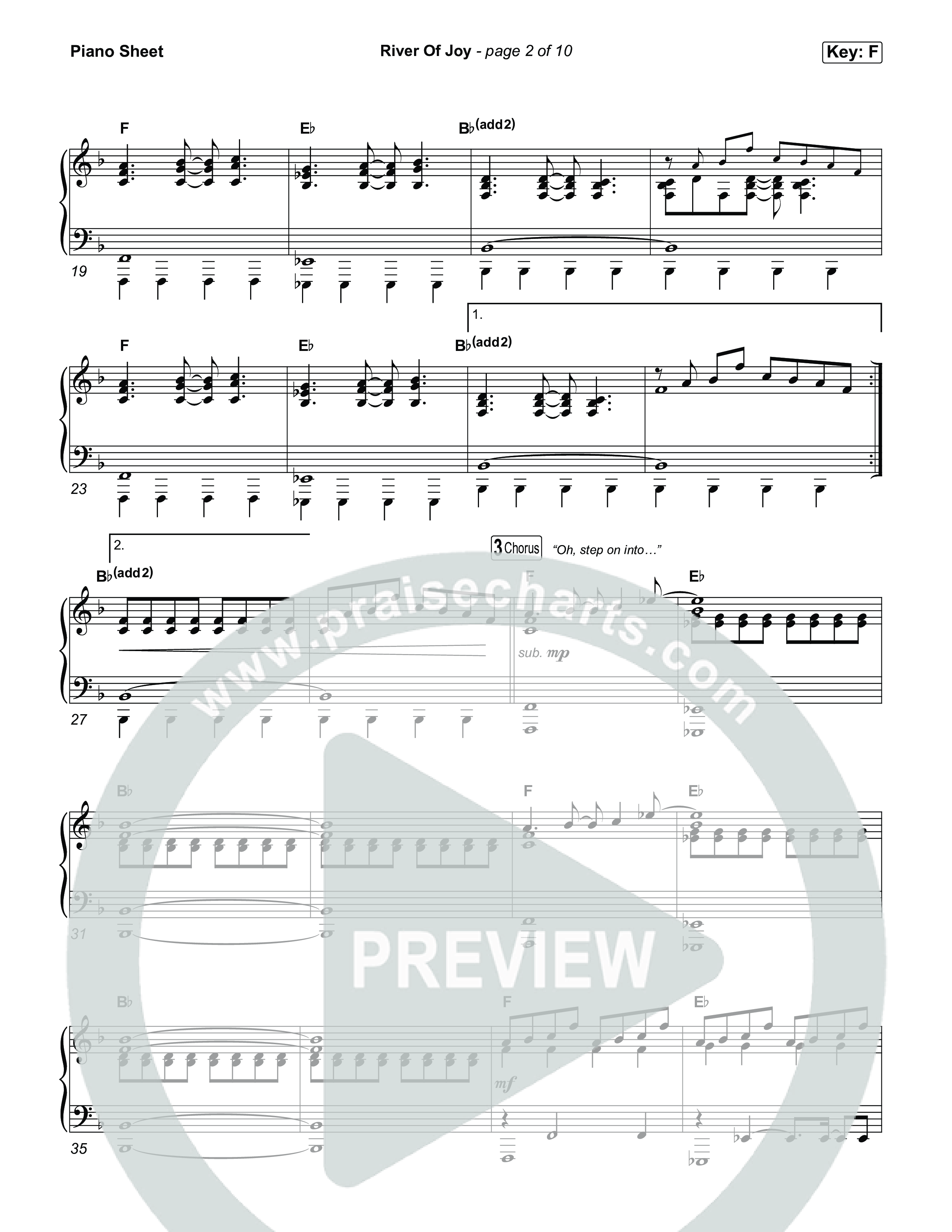 River Of Joy Piano Sheet (Calvary Worship Live)