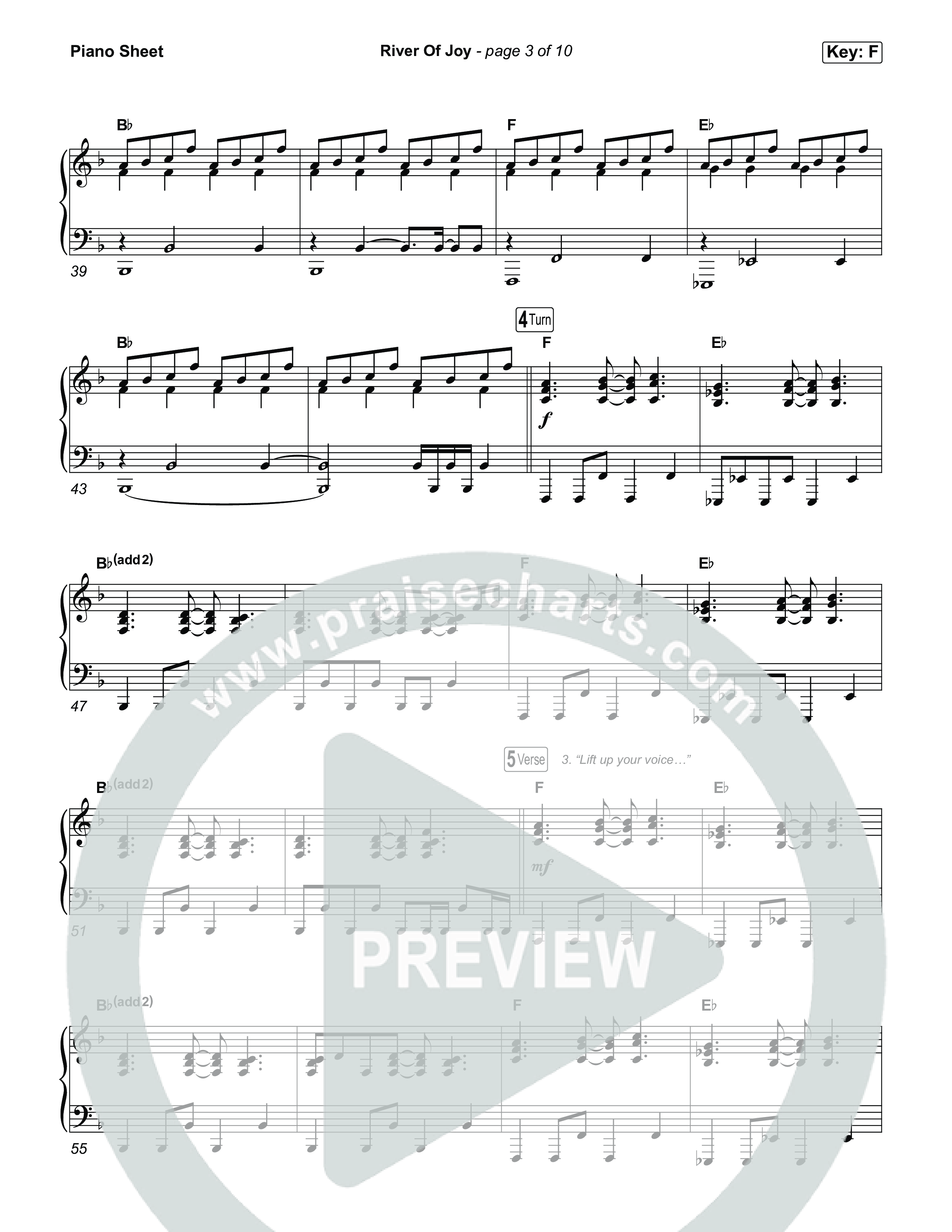 River Of Joy Piano Sheet (Calvary Worship Live)