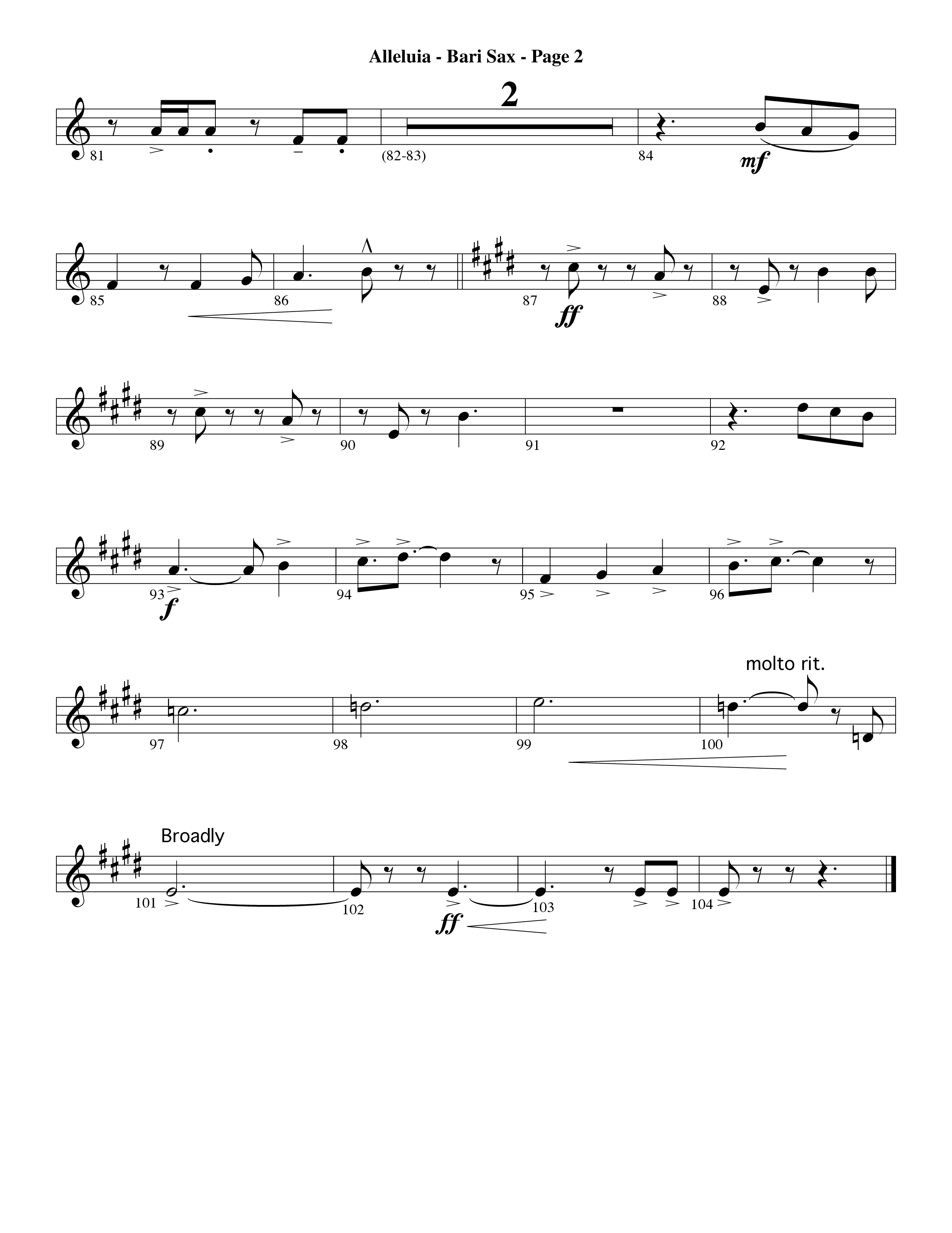 Alleluia (Choral Anthem SATB) Bari Sax (Word Music Choral / Arr. David Hamilton)