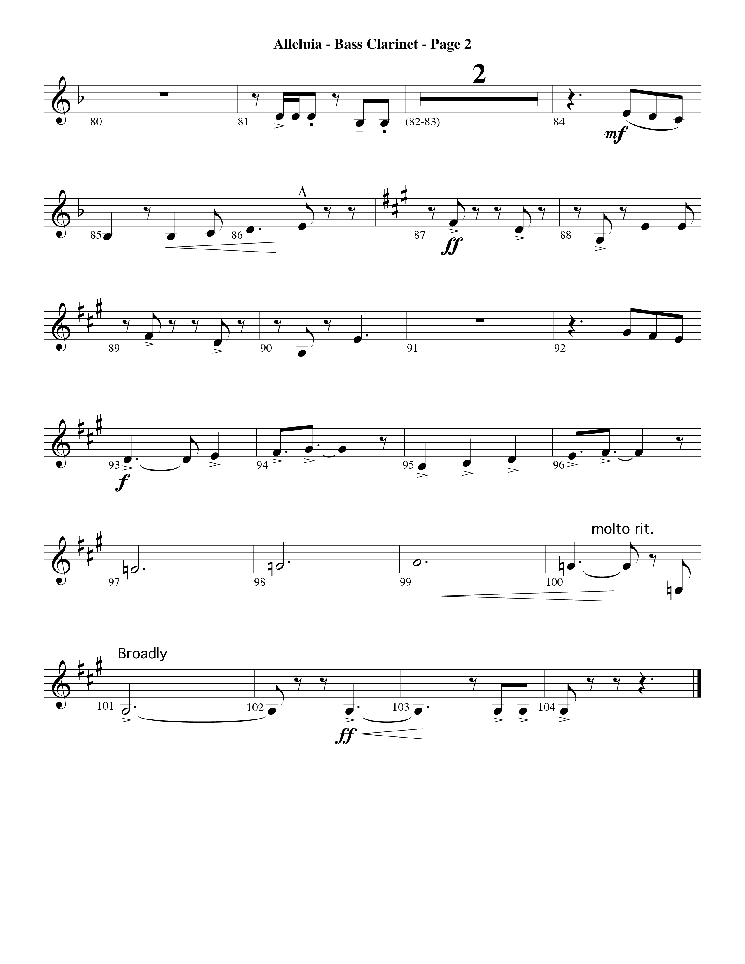 Alleluia (Choral Anthem SATB) Bass Clarinet (Word Music Choral / Arr. David Hamilton)