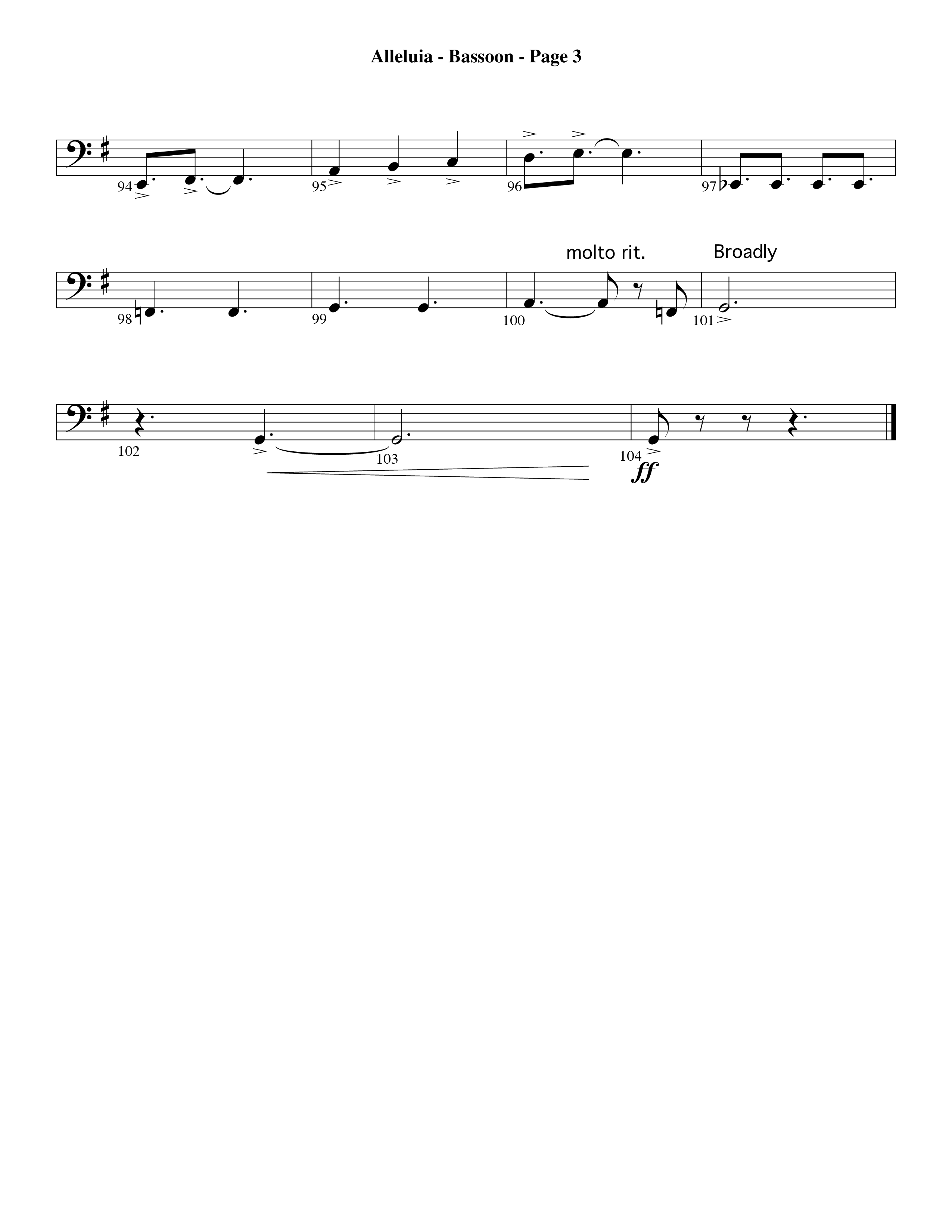 Alleluia (Choral Anthem SATB) Bassoon (Word Music Choral / Arr. David Hamilton)