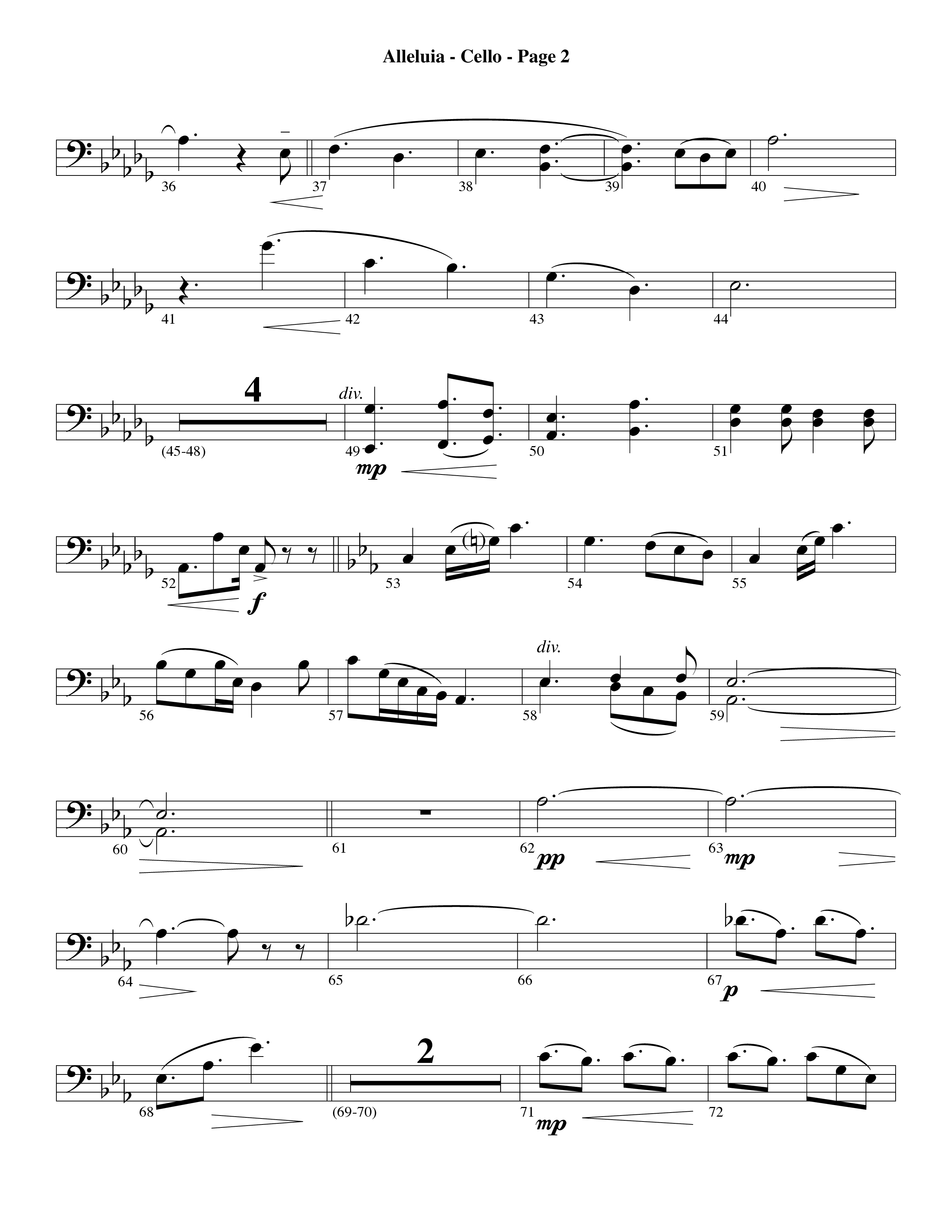 Alleluia (Choral Anthem SATB) Cello (Word Music Choral / Arr. David Hamilton)