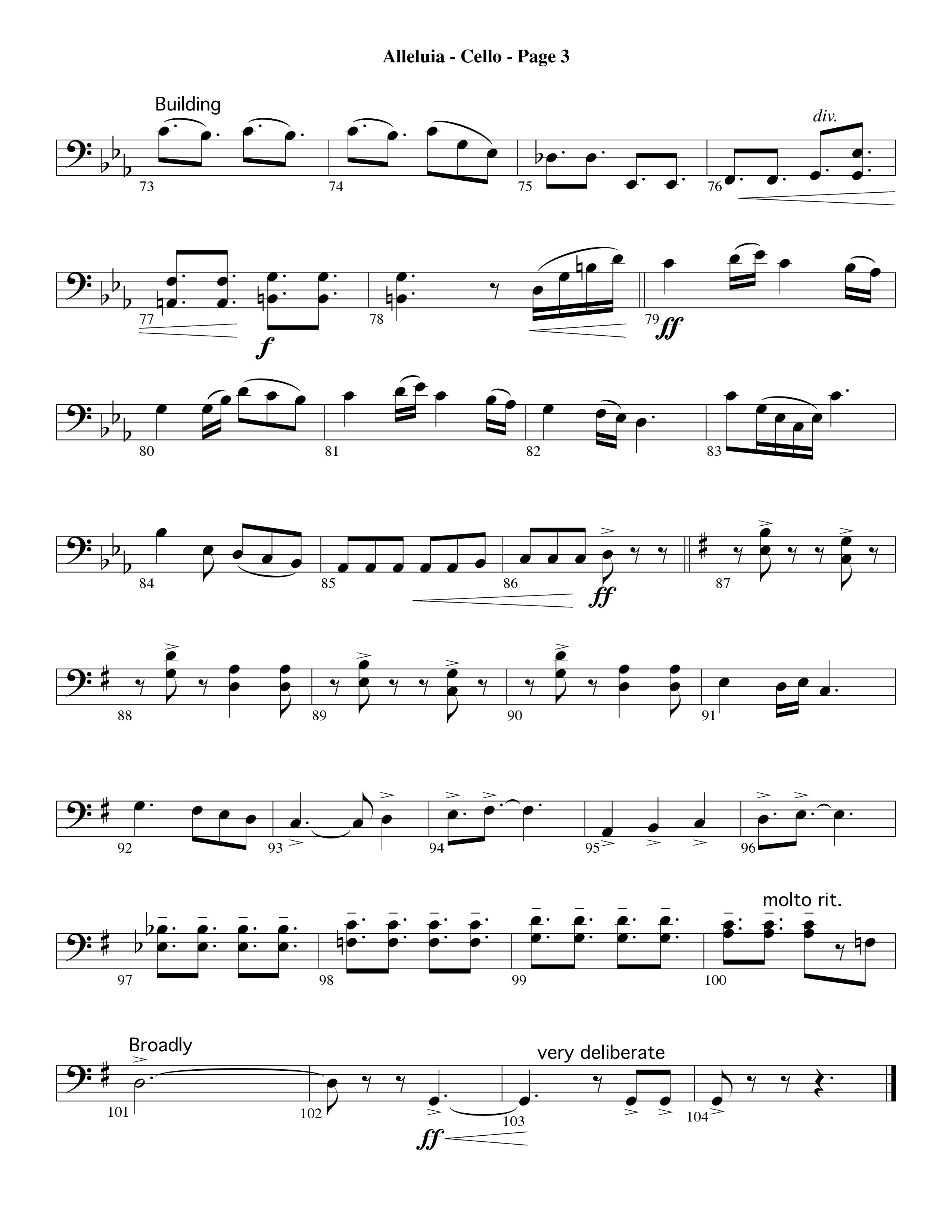 Alleluia (Choral Anthem SATB) Cello (Word Music Choral / Arr. David Hamilton)