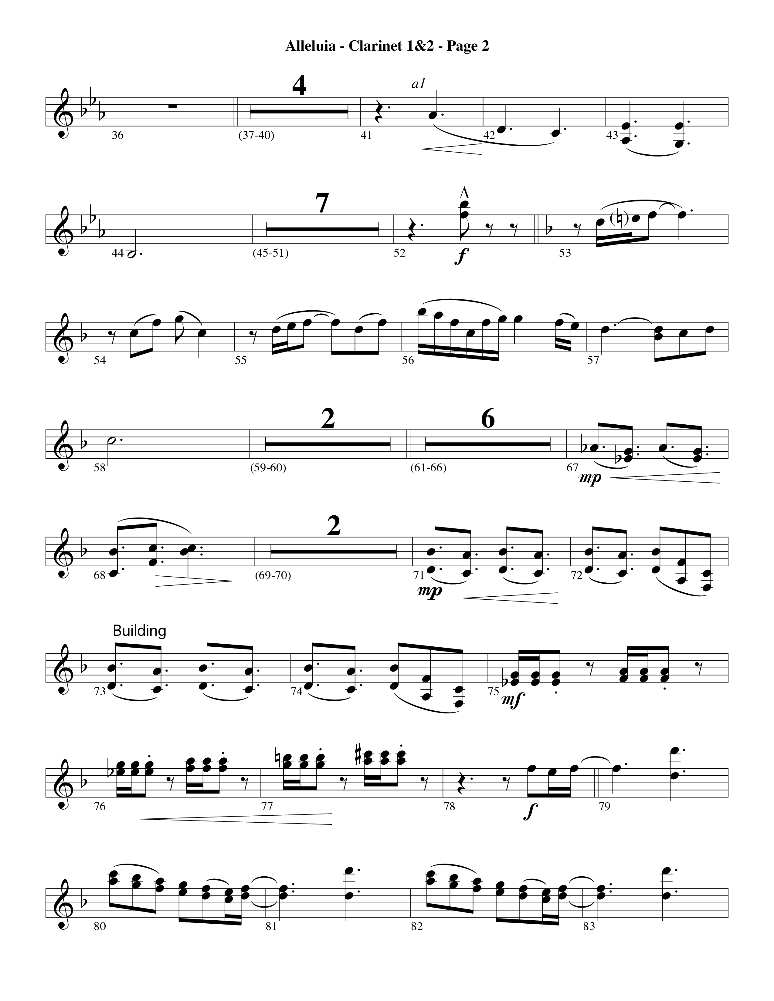 Alleluia (Choral Anthem SATB) Clarinet 1/2 (Word Music Choral / Arr. David Hamilton)