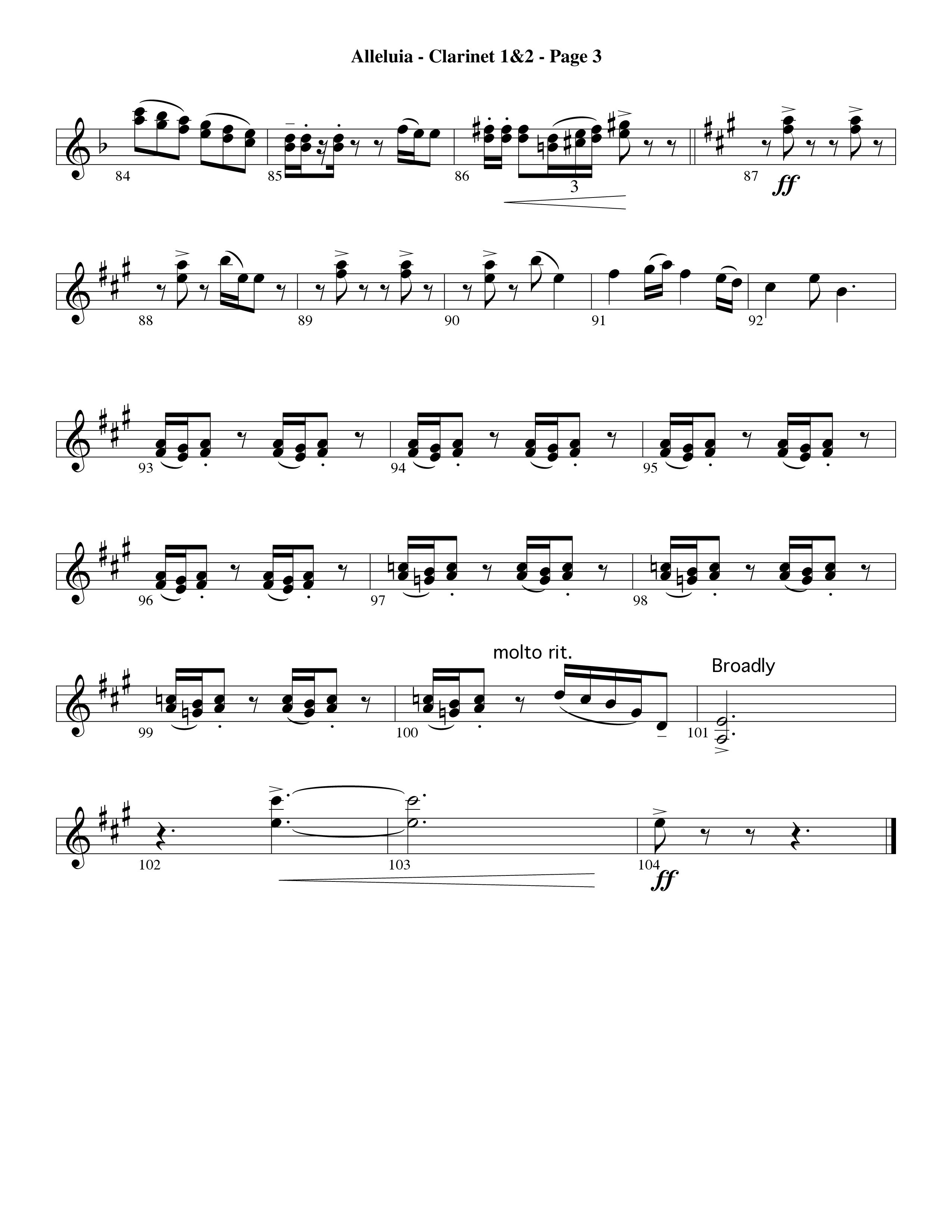 Alleluia (Choral Anthem SATB) Clarinet 1/2 (Word Music Choral / Arr. David Hamilton)