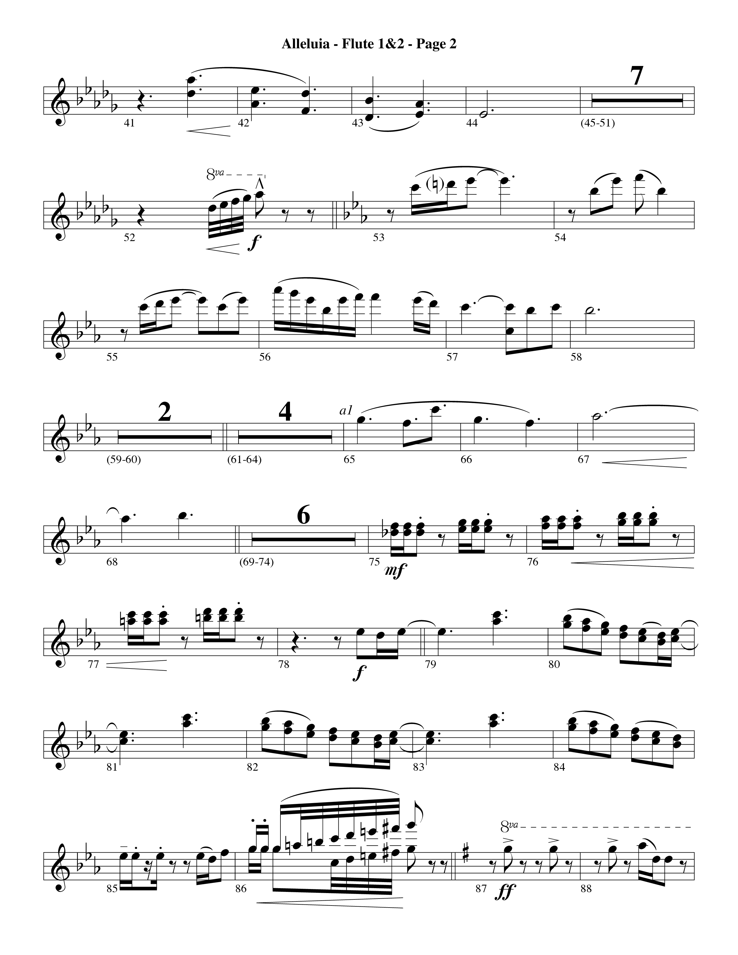 Alleluia (Choral Anthem SATB) Flute 1/2 (Word Music Choral / Arr. David Hamilton)
