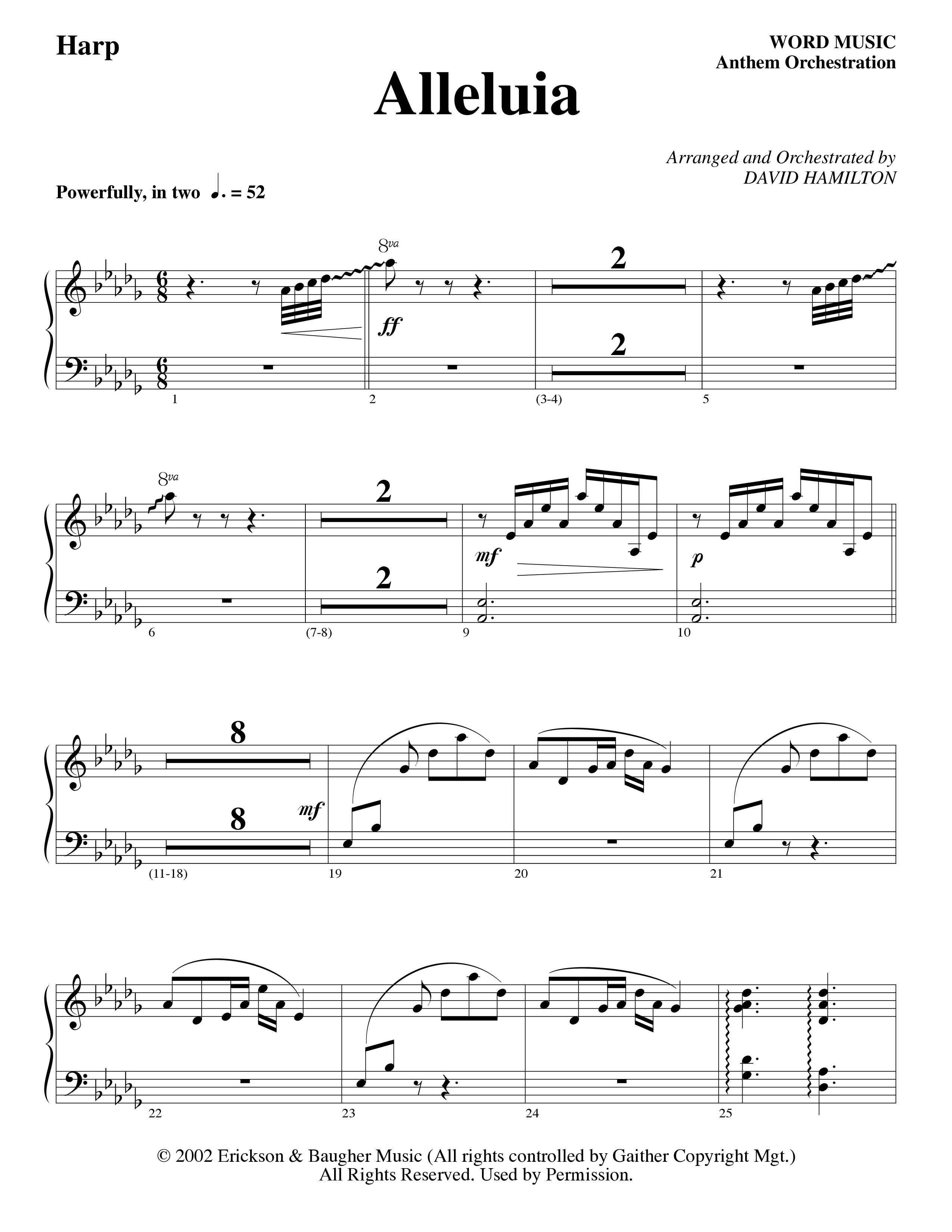 Alleluia (Choral Anthem SATB) Harp (Word Music Choral / Arr. David Hamilton)