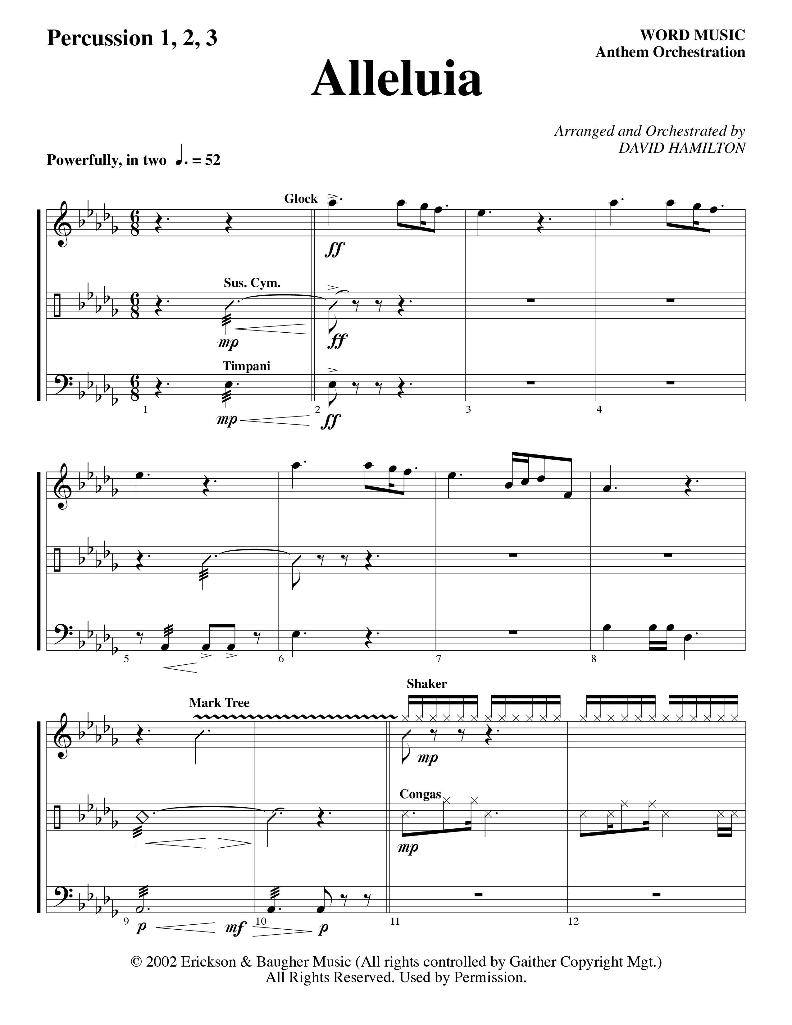 Alleluia (Choral Anthem SATB) Percussion (Word Music Choral / Arr. David Hamilton)