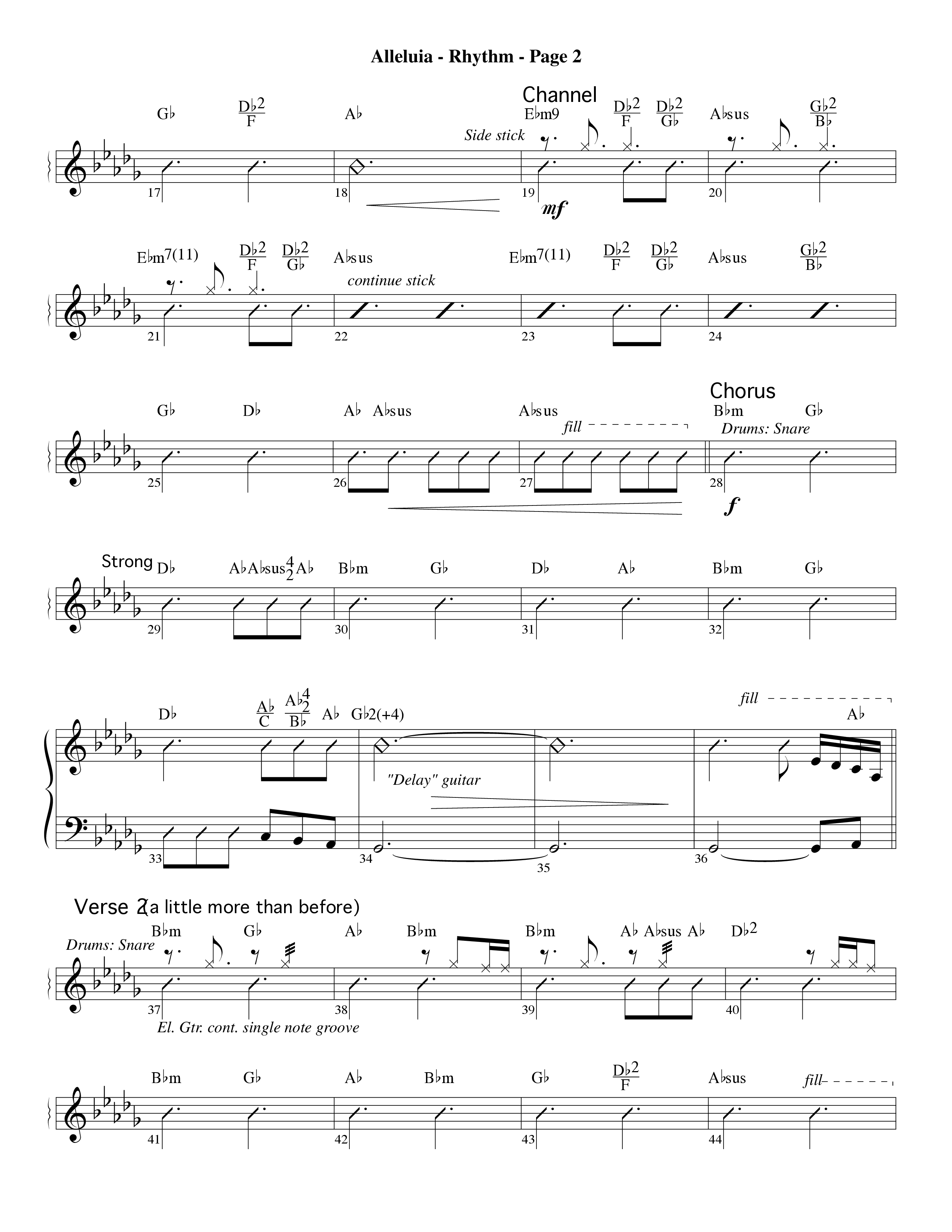 Alleluia (Choral Anthem SATB) Rhythm Chart (Word Music Choral / Arr. David Hamilton)