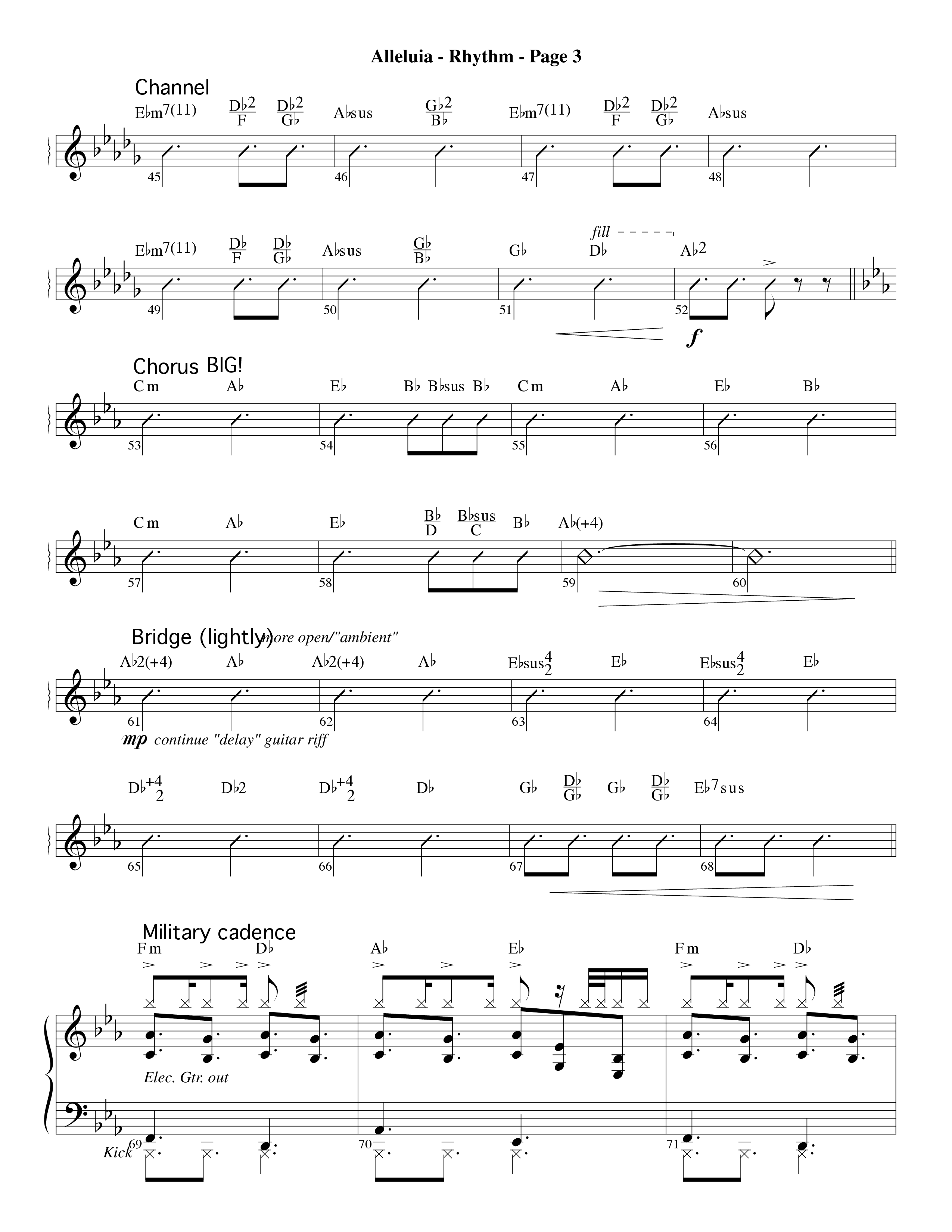 Alleluia (Choral Anthem SATB) Rhythm Chart (Word Music Choral / Arr. David Hamilton)