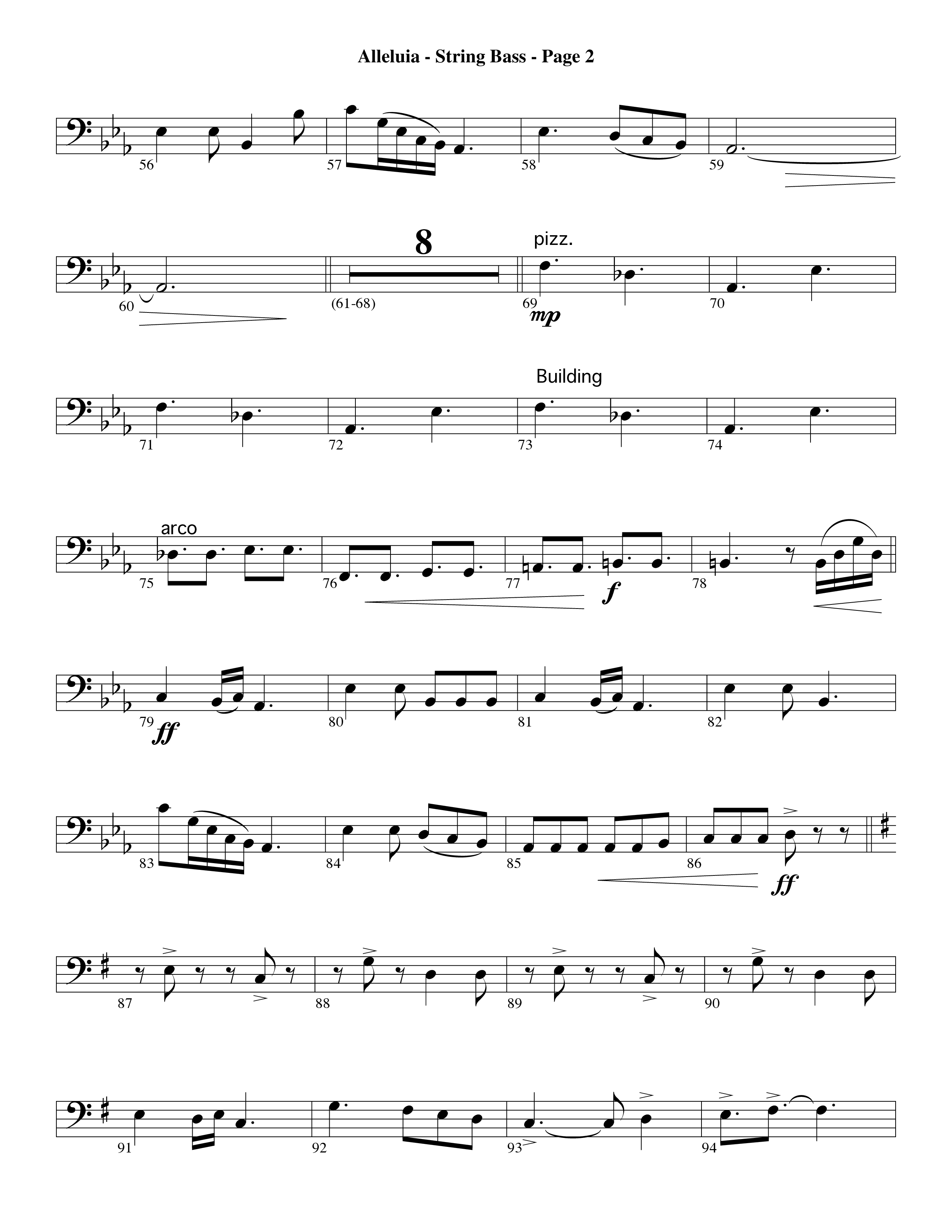 Alleluia (Choral Anthem SATB) String Bass (Word Music Choral / Arr. David Hamilton)
