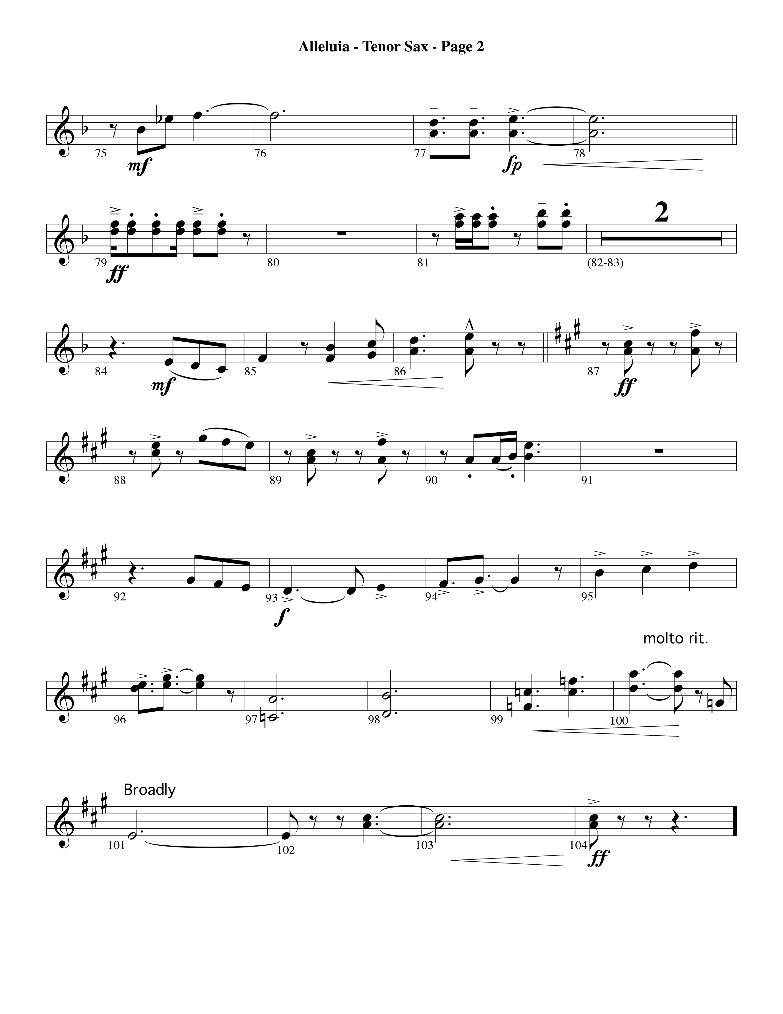 Alleluia (Choral Anthem SATB) Tenor Sax 1 (Word Music Choral / Arr. David Hamilton)