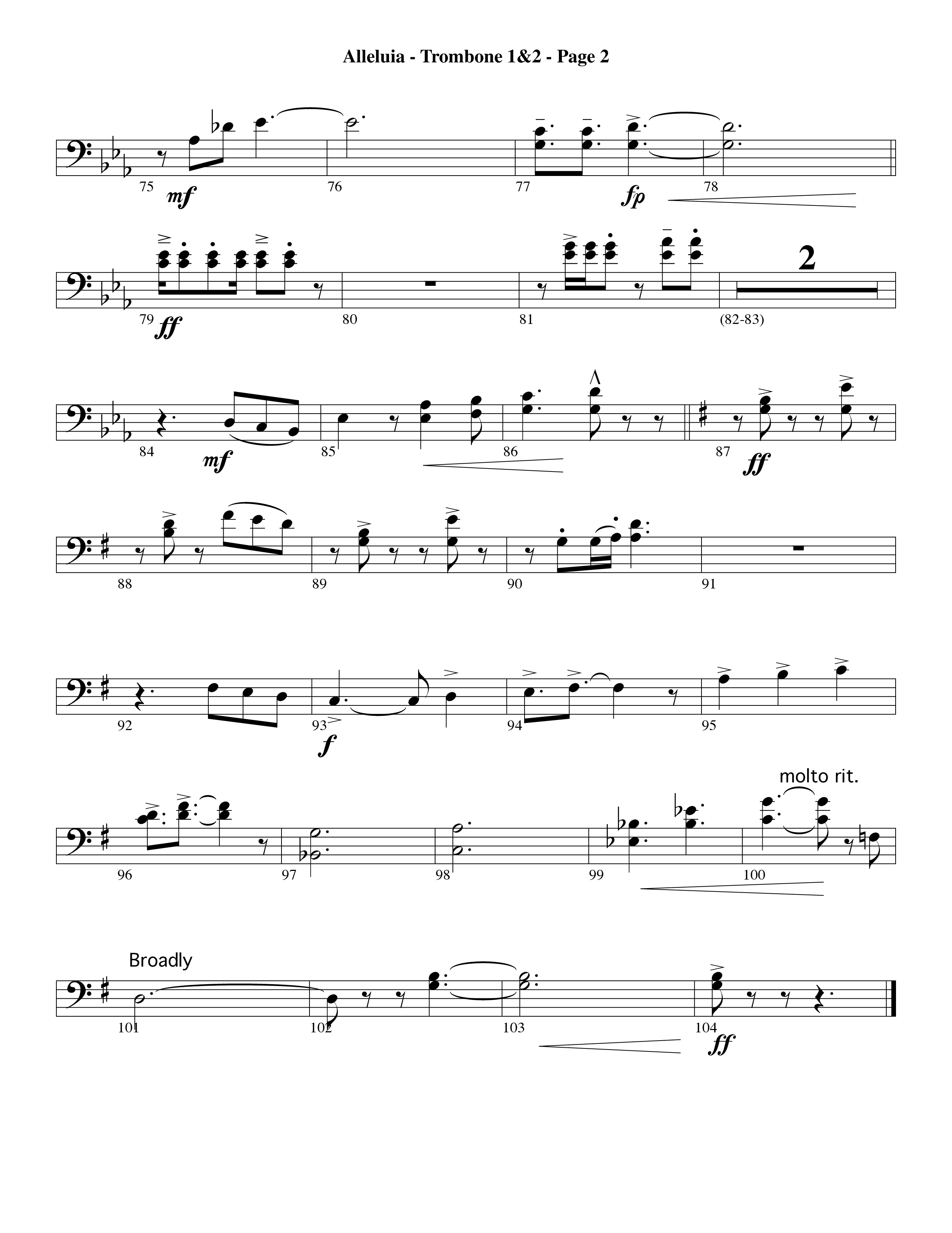 Alleluia (Choral Anthem SATB) Trombone 1/2 (Word Music Choral / Arr. David Hamilton)