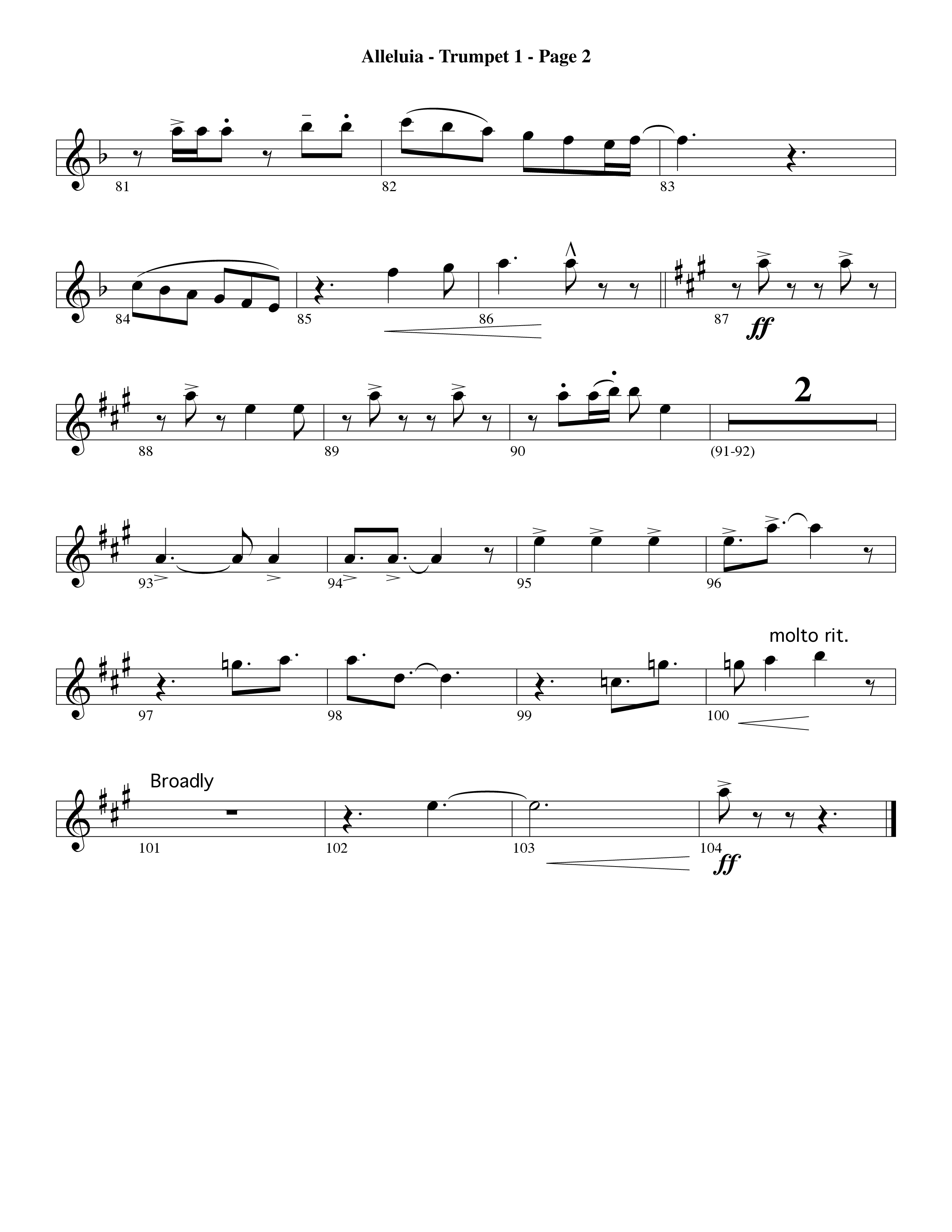 Alleluia (Choral Anthem SATB) Trumpet 1 (Word Music Choral / Arr. David Hamilton)