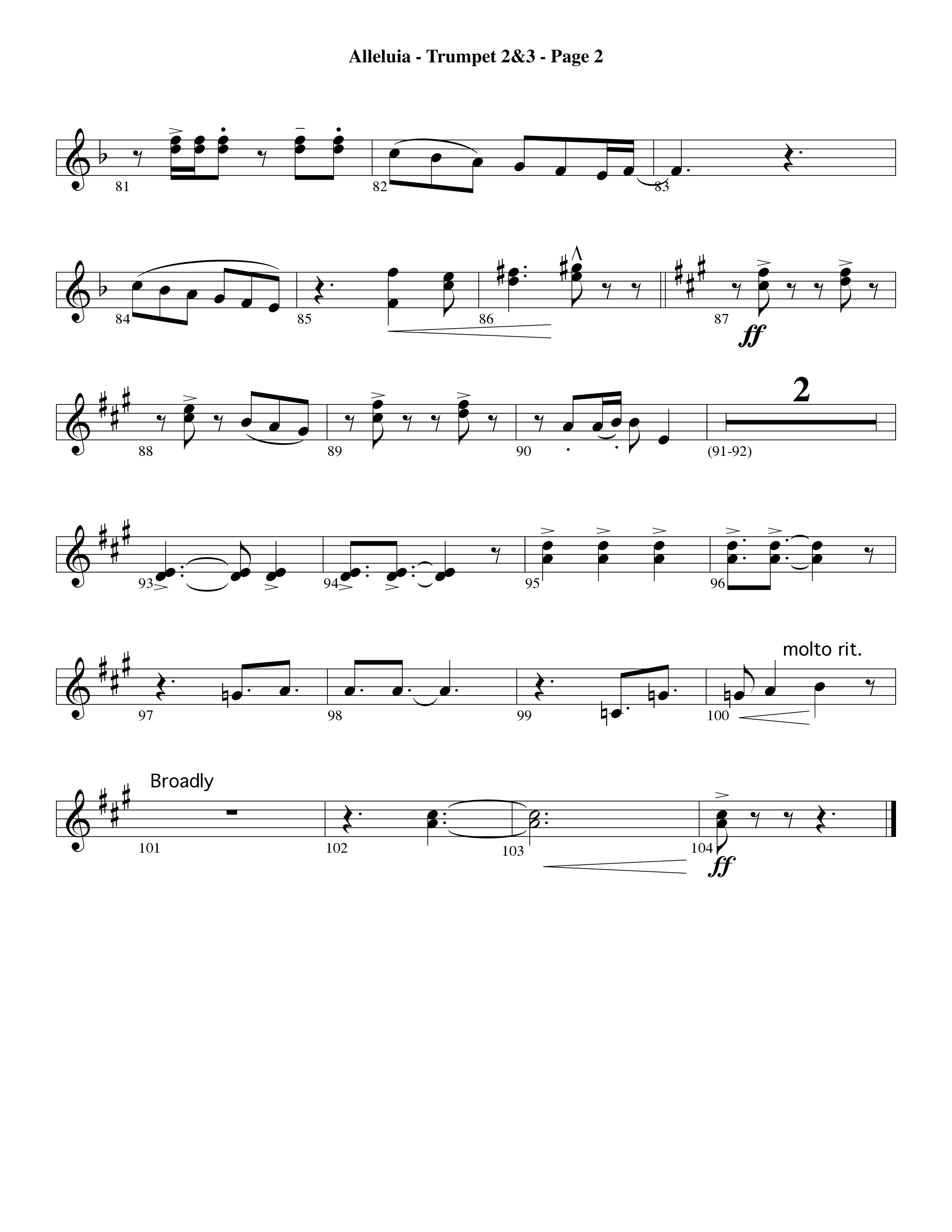 Alleluia (Choral Anthem SATB) Trumpet 2/3 (Word Music Choral / Arr. David Hamilton)