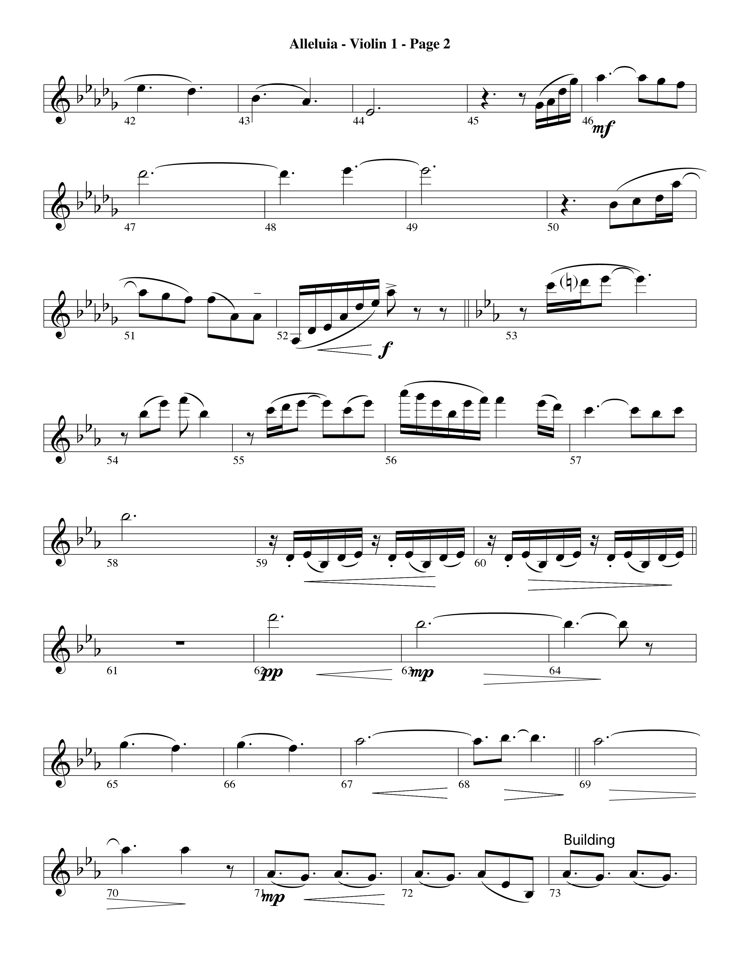 Alleluia (Choral Anthem SATB) Violin 1 (Word Music Choral / Arr. David Hamilton)