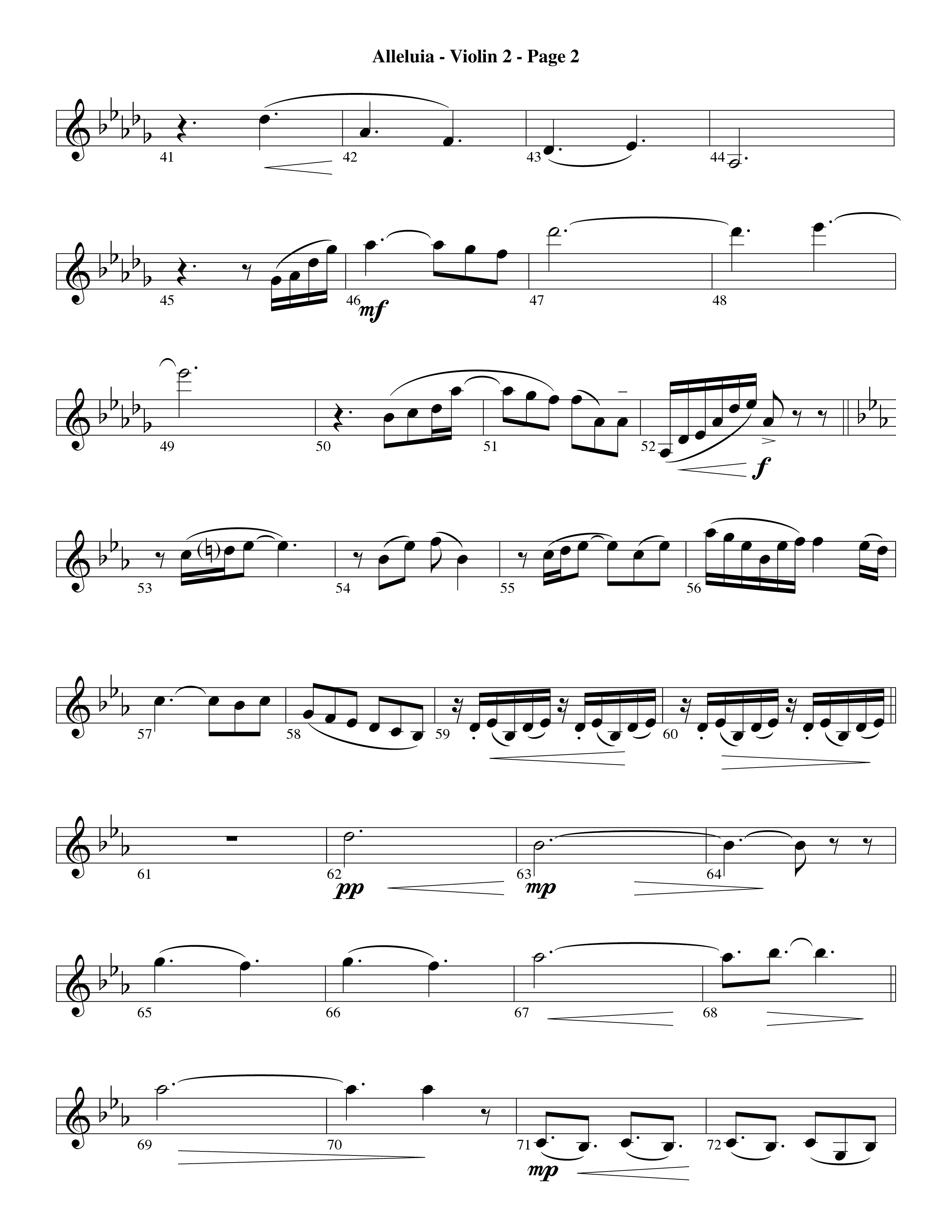 Alleluia (Choral Anthem SATB) Violin 2 (Word Music Choral / Arr. David Hamilton)