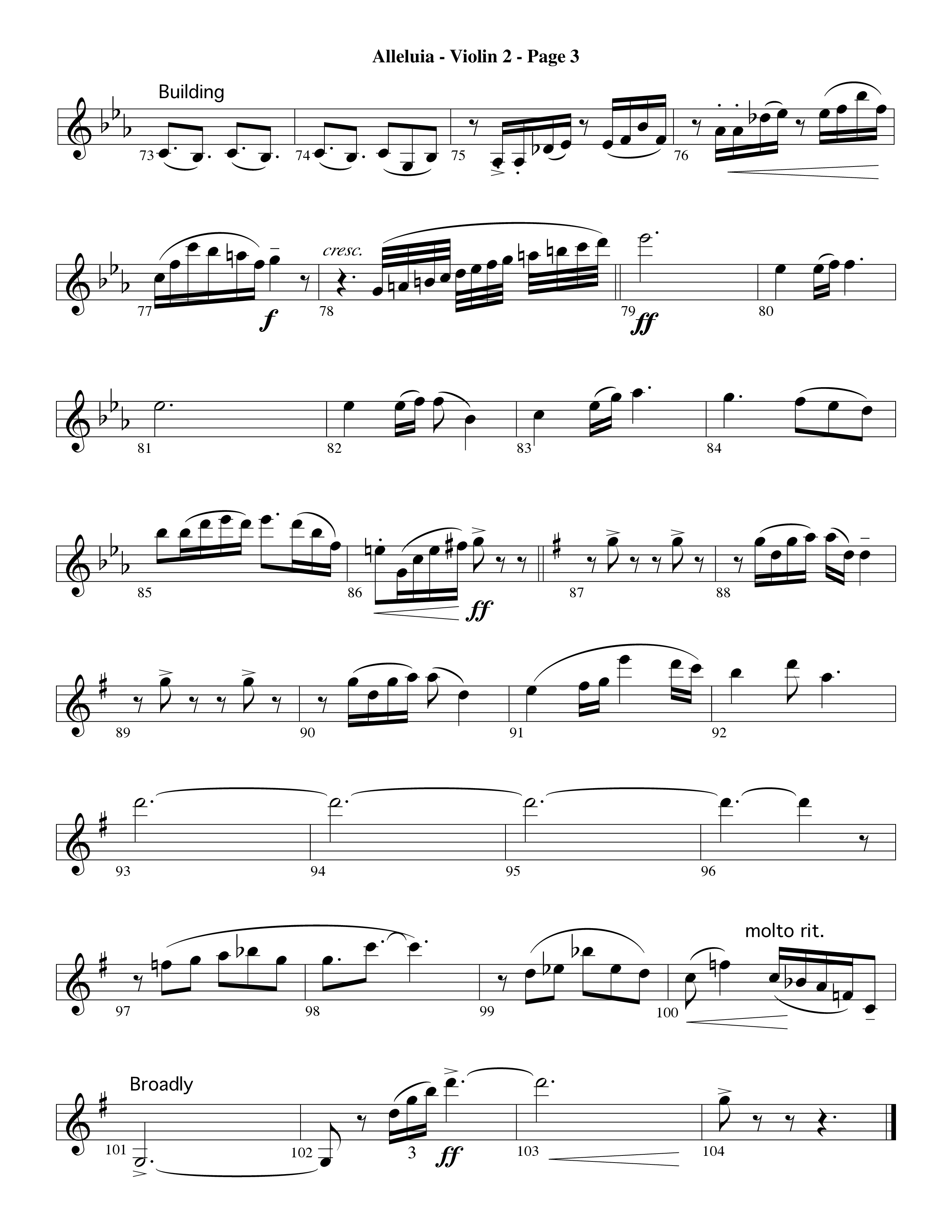 Alleluia (Choral Anthem SATB) Violin 2 (Word Music Choral / Arr. David Hamilton)