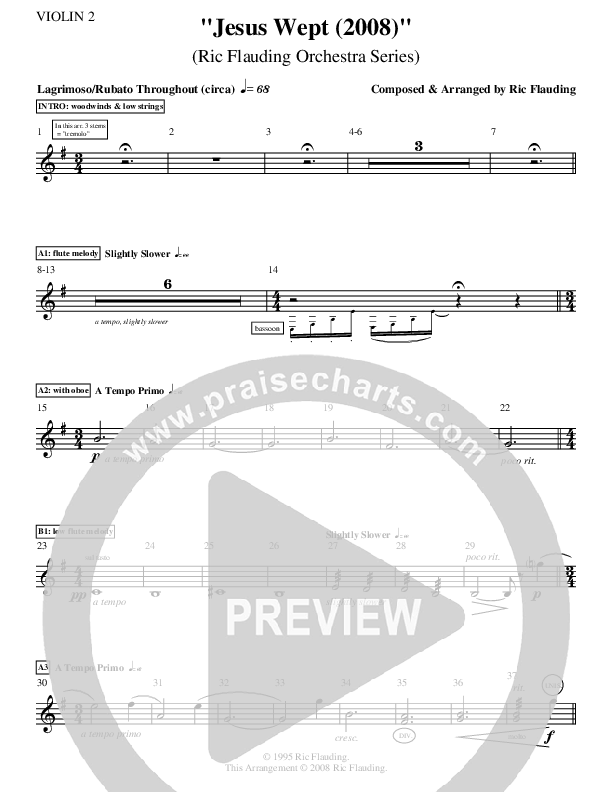 Jesus Wept (Instrumental) Violin 2 ()