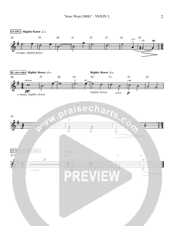 Jesus Wept (Instrumental) Violin 2 ()