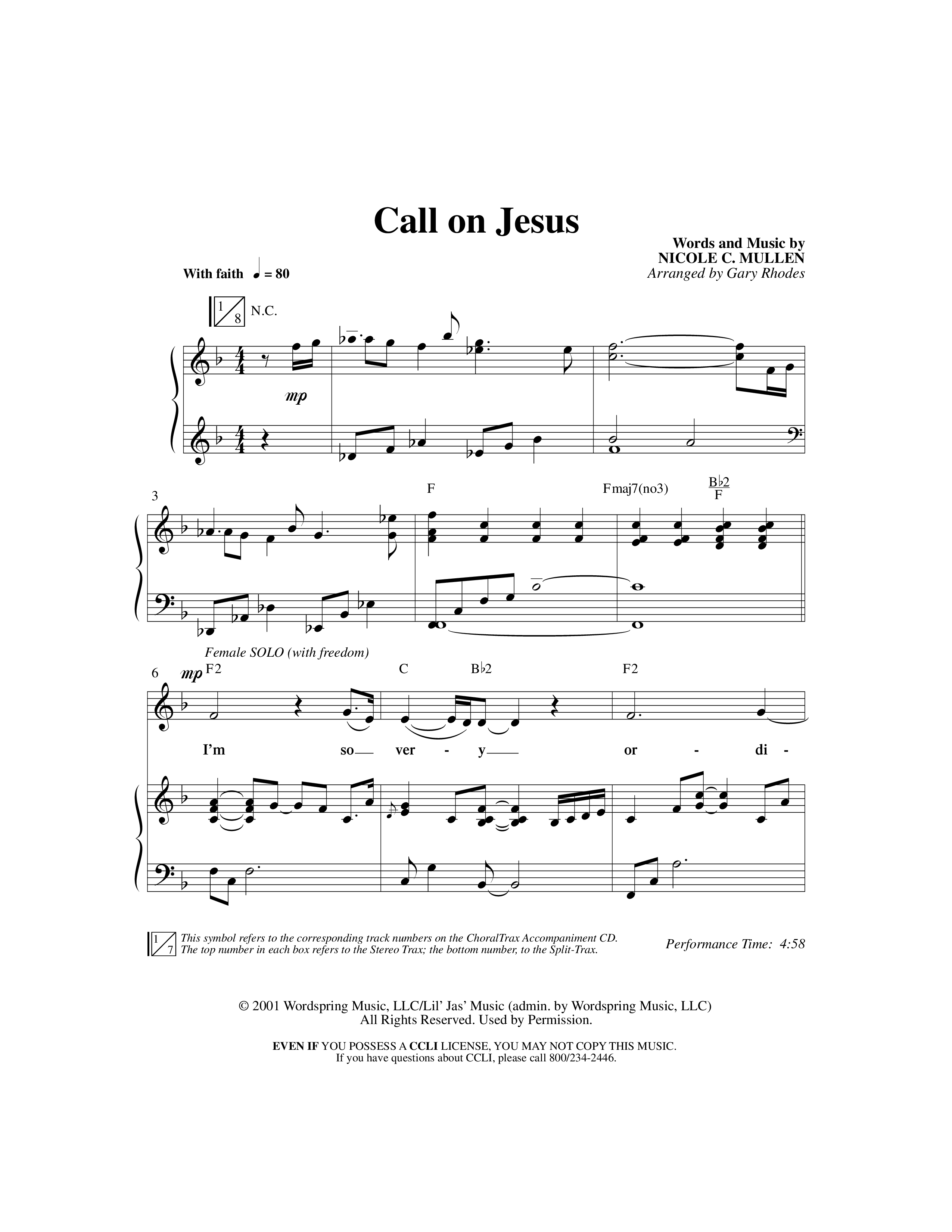 Call on Jesus (Choral Anthem SATB) Anthem (SATB/Piano) (Word Music Choral / Arr. Gary Rhodes)