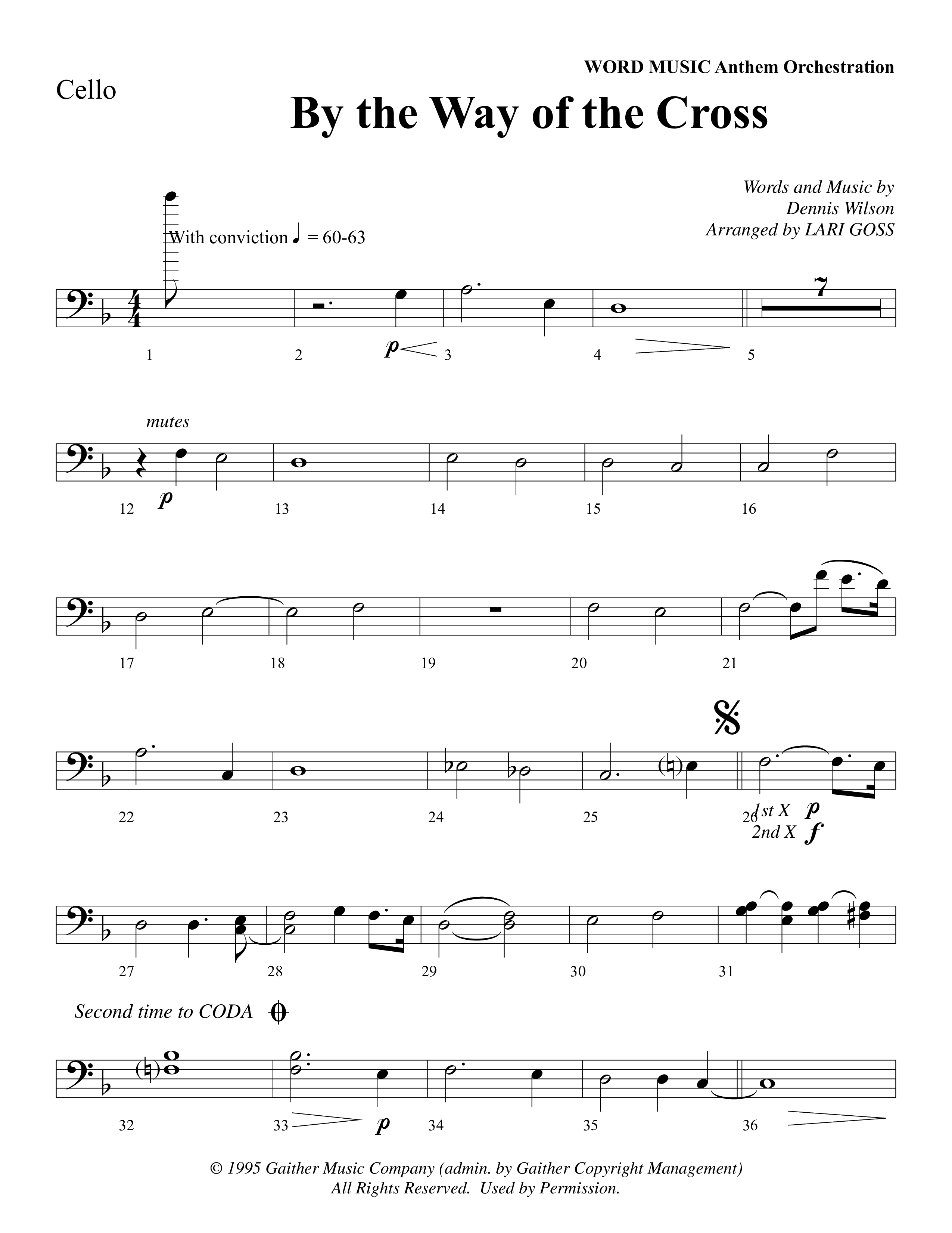 By The Way Of The Cross (Choral Anthem SATB) Cello (Word Music Choral / Arr. Mike Speck / Arr. Lari Goss / Arr. Danny Zaloudik)