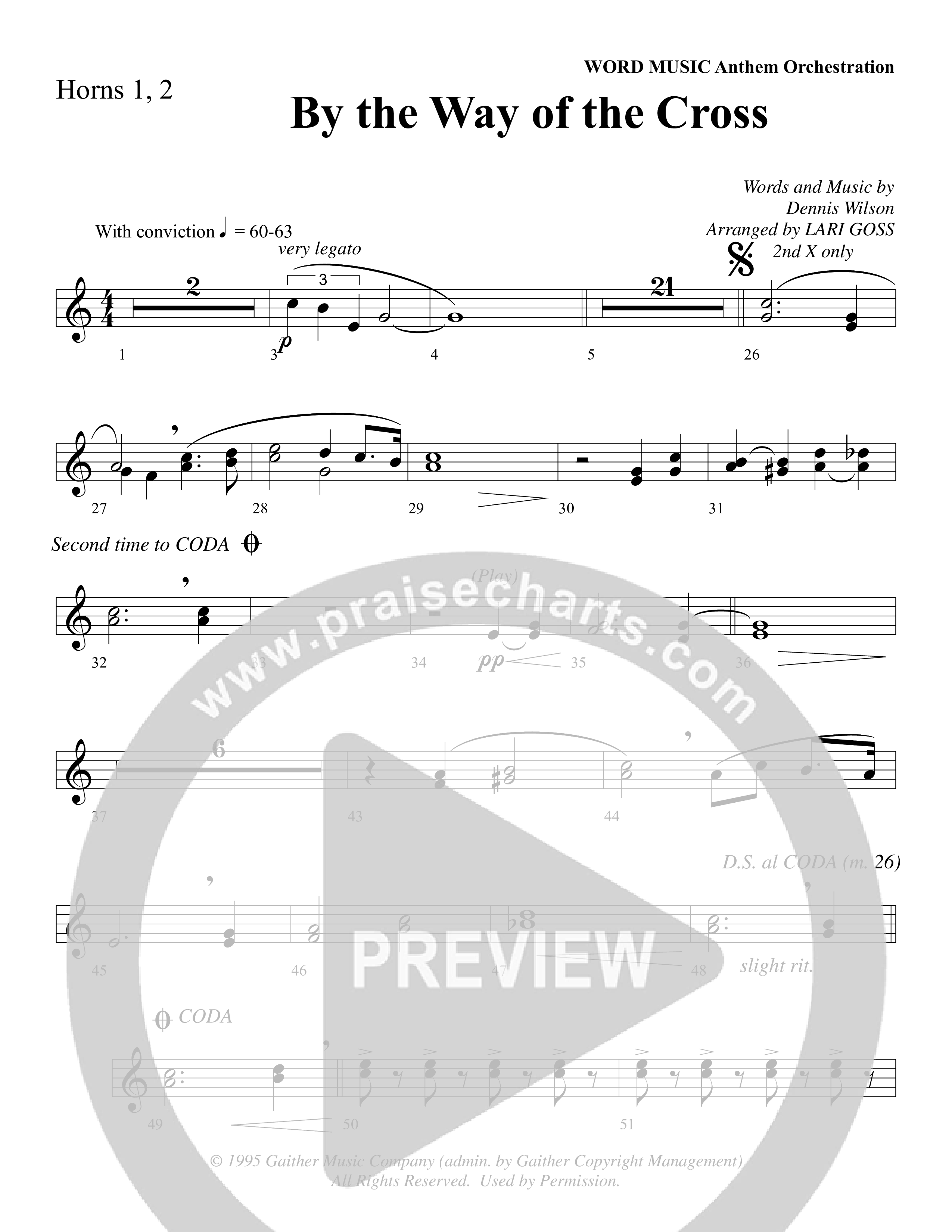 By The Way Of The Cross (Choral Anthem SATB) French Horn 1/2 (Word Music Choral / Arr. Mike Speck / Arr. Lari Goss / Arr. Danny Zaloudik)