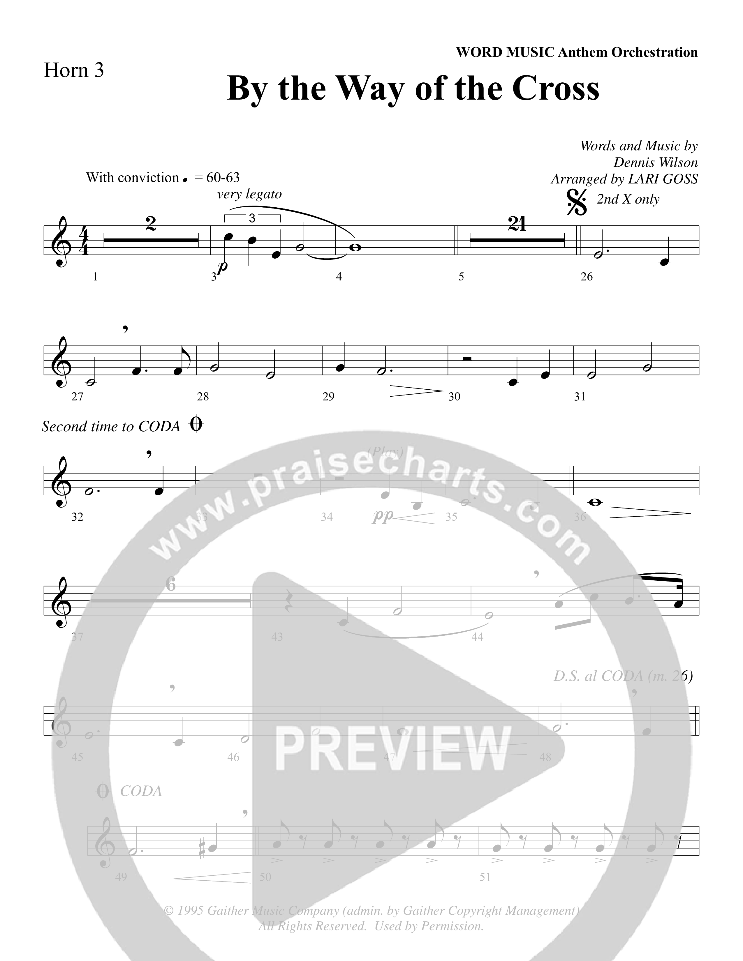 By The Way Of The Cross (Choral Anthem SATB) French Horn 3 (Word Music Choral / Arr. Mike Speck / Arr. Lari Goss / Arr. Danny Zaloudik)