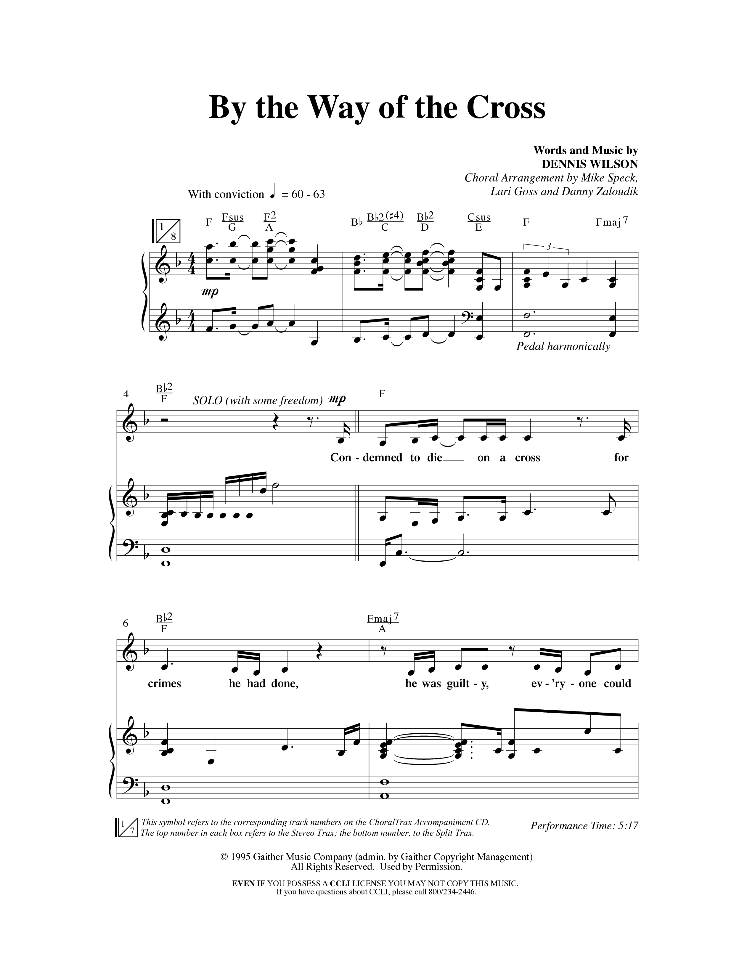 By The Way Of The Cross (Choral Anthem SATB) Anthem (SATB/Piano) (Word Music Choral / Arr. Mike Speck / Arr. Lari Goss / Arr. Danny Zaloudik)