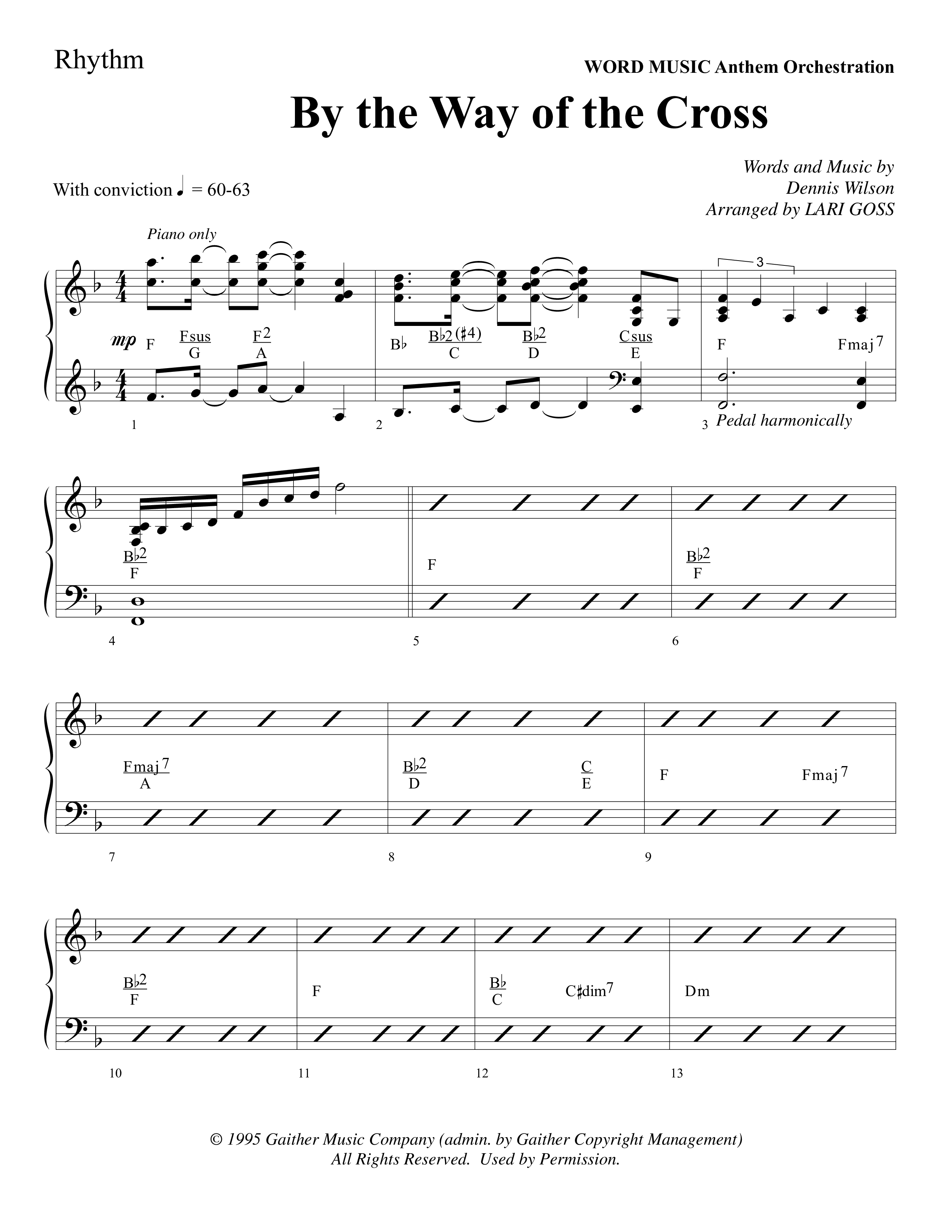 By The Way Of The Cross (Choral Anthem SATB) Rhythm Chart (Word Music Choral / Arr. Mike Speck / Arr. Lari Goss / Arr. Danny Zaloudik)