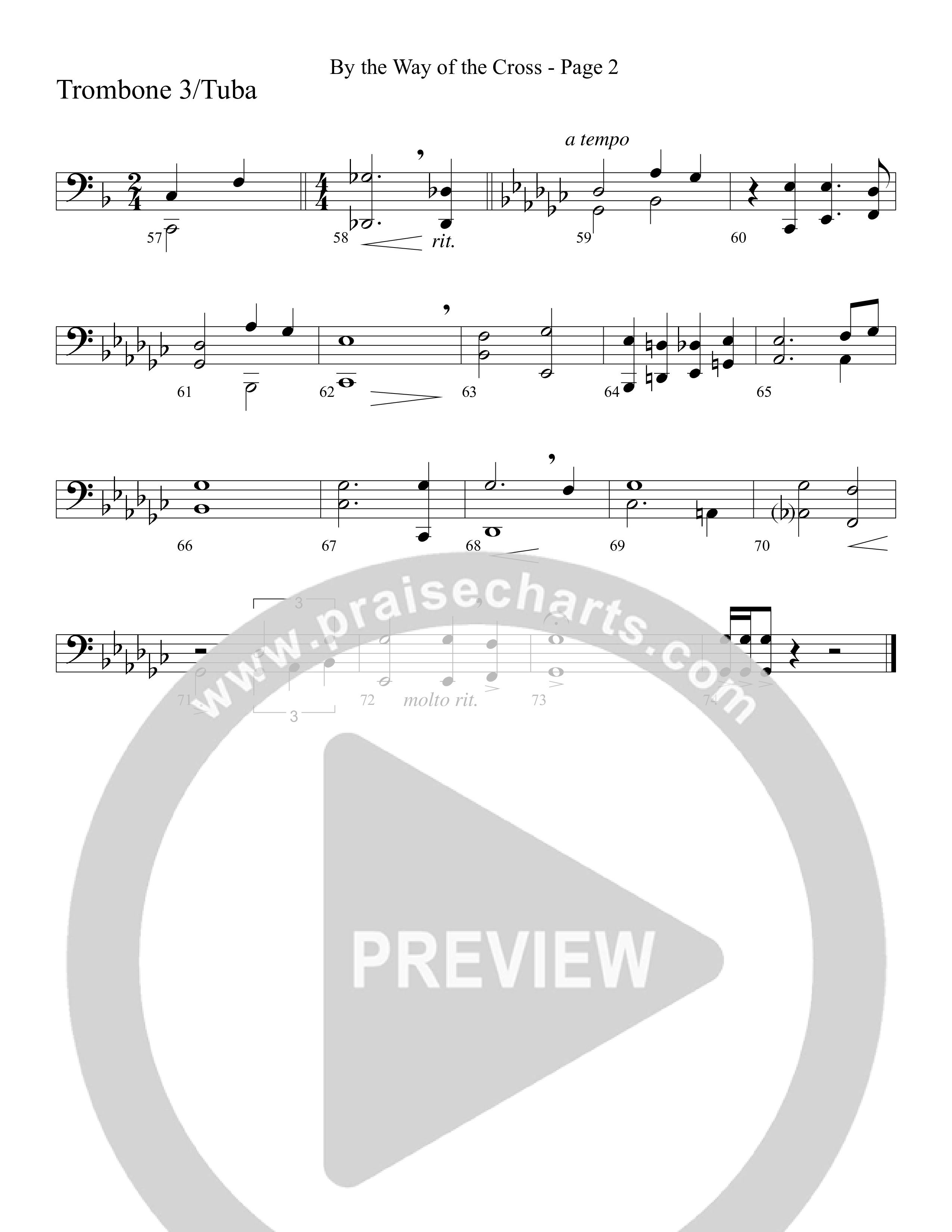 By The Way Of The Cross (Choral Anthem SATB) Trombone 3/Tuba (Word Music Choral / Arr. Mike Speck / Arr. Lari Goss / Arr. Danny Zaloudik)