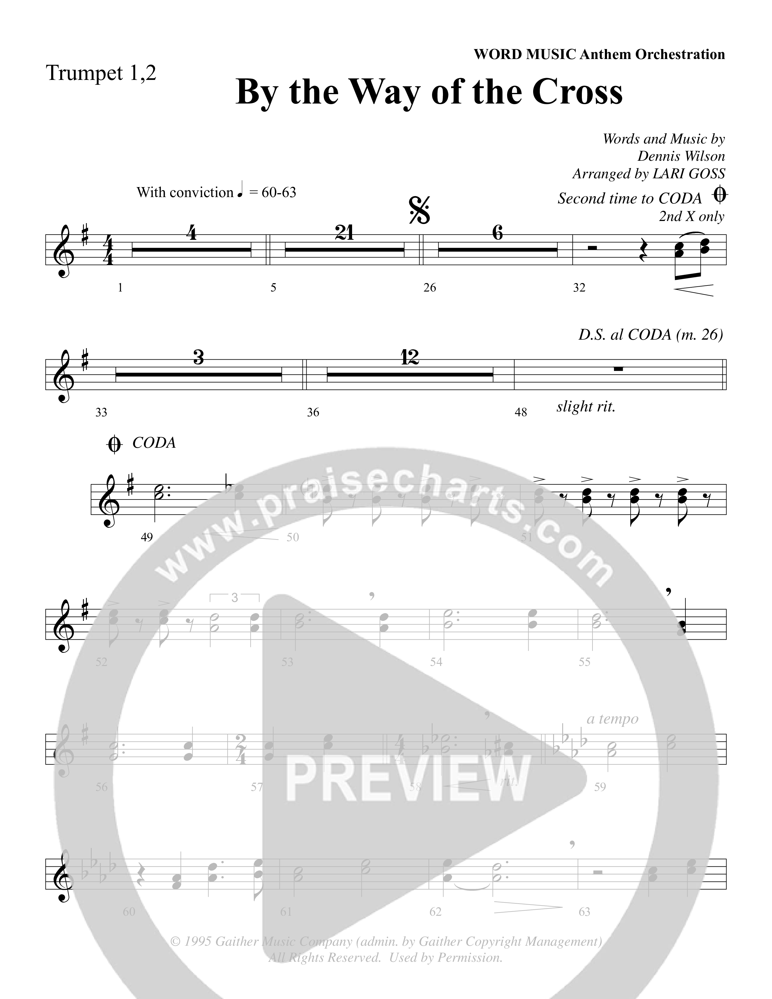 By The Way Of The Cross (Choral Anthem SATB) Trumpet 1,2 (Word Music Choral / Arr. Mike Speck / Arr. Lari Goss / Arr. Danny Zaloudik)