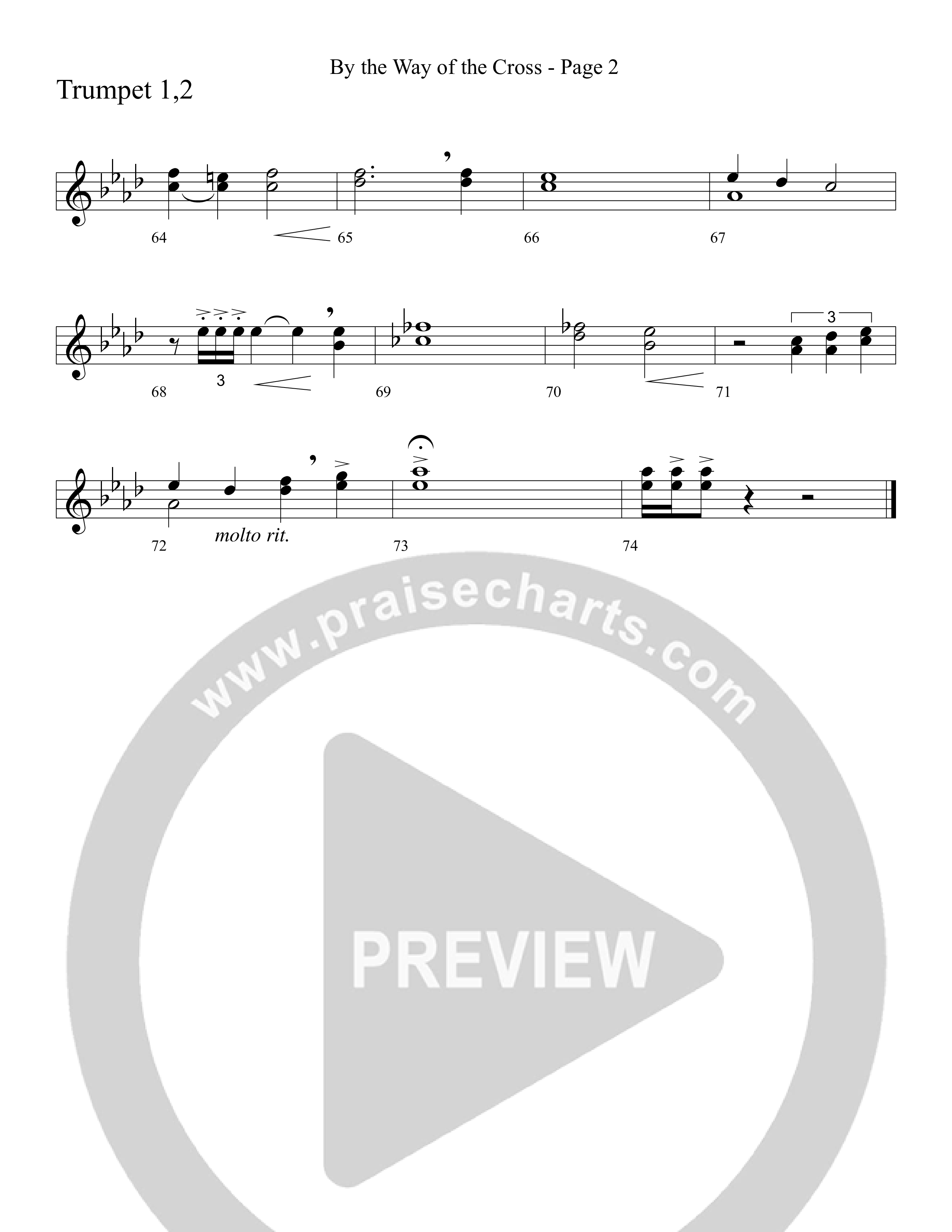 By The Way Of The Cross (Choral Anthem SATB) Trumpet 1,2 (Word Music Choral / Arr. Mike Speck / Arr. Lari Goss / Arr. Danny Zaloudik)