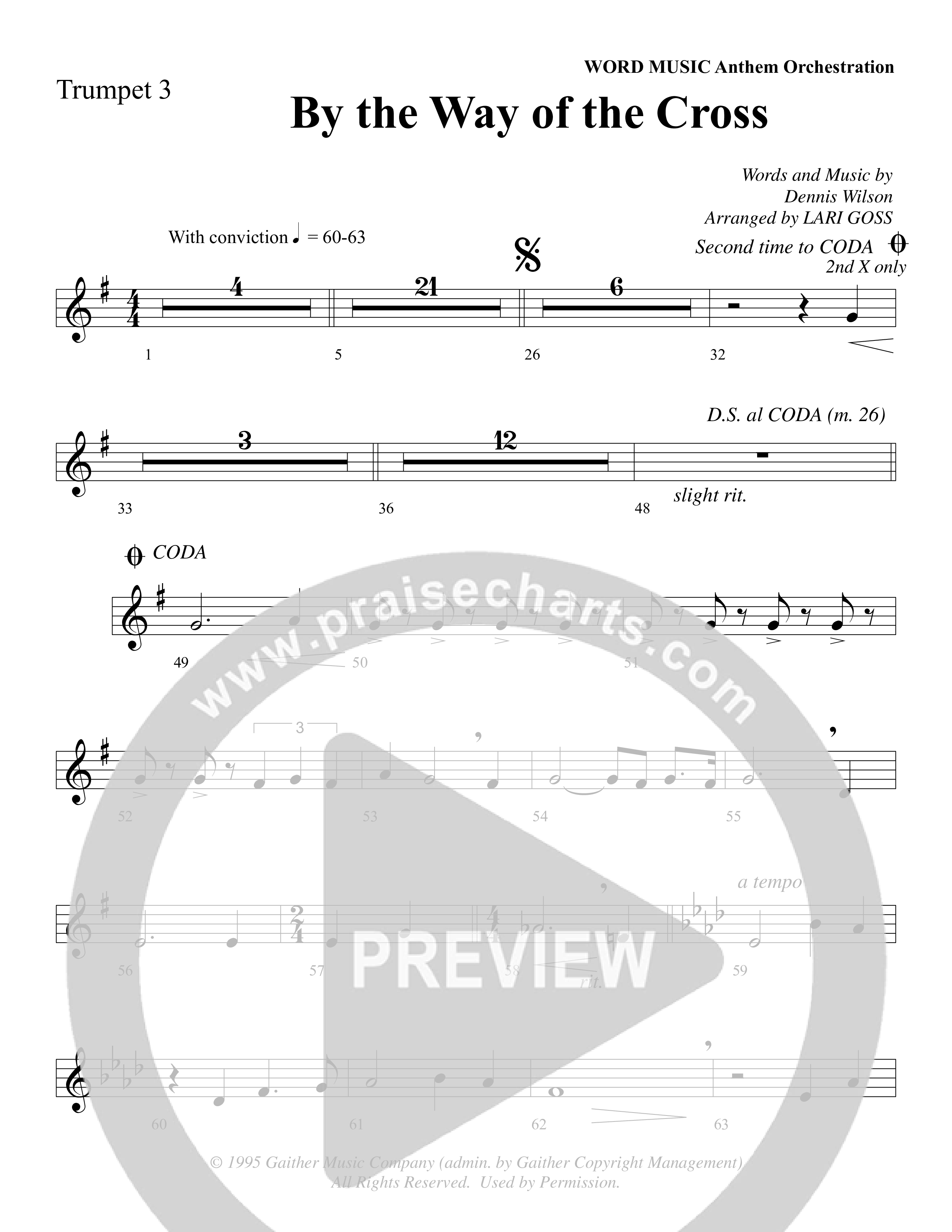 By The Way Of The Cross (Choral Anthem SATB) Trumpet 3 (Word Music Choral / Arr. Mike Speck / Arr. Lari Goss / Arr. Danny Zaloudik)