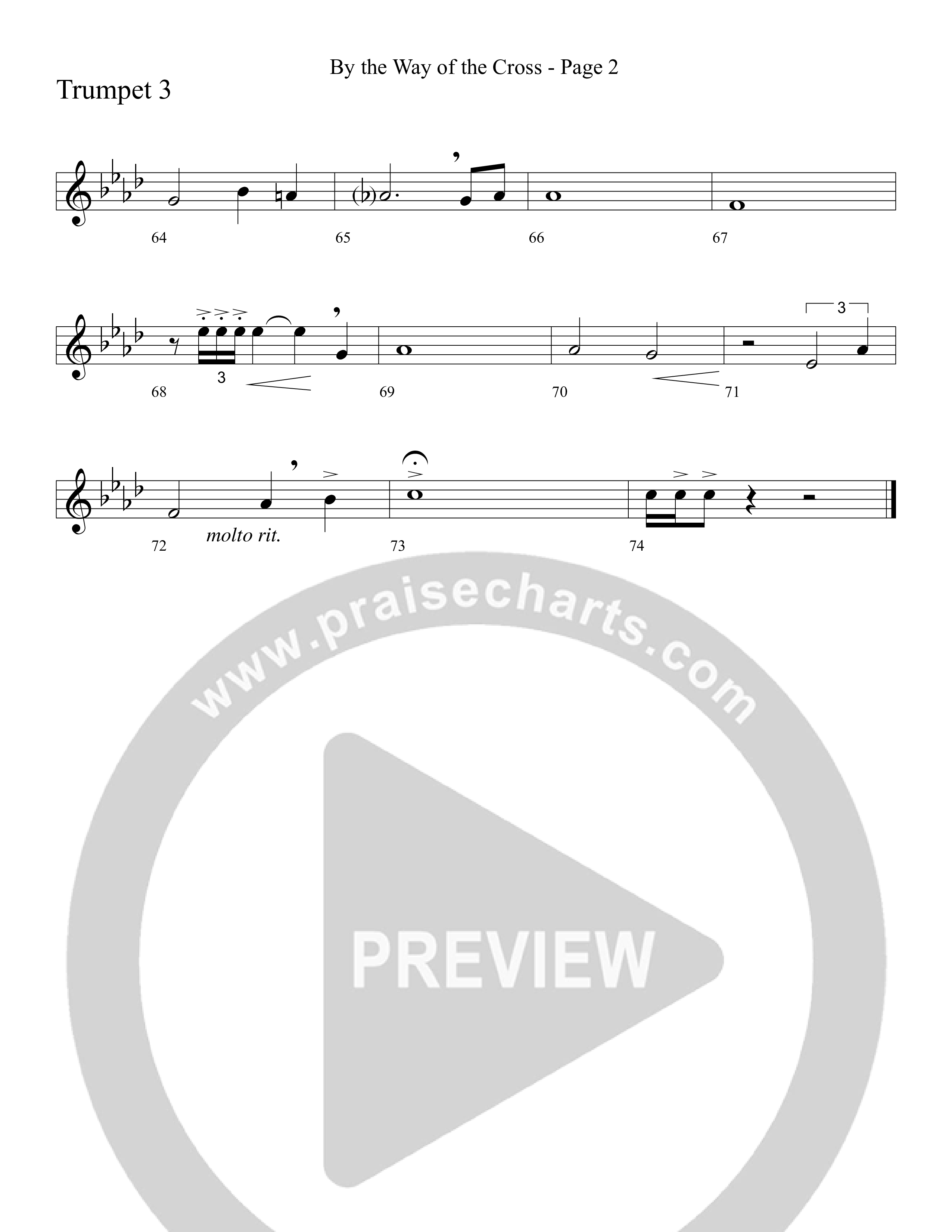 By The Way Of The Cross (Choral Anthem SATB) Trumpet 3 (Word Music Choral / Arr. Mike Speck / Arr. Lari Goss / Arr. Danny Zaloudik)