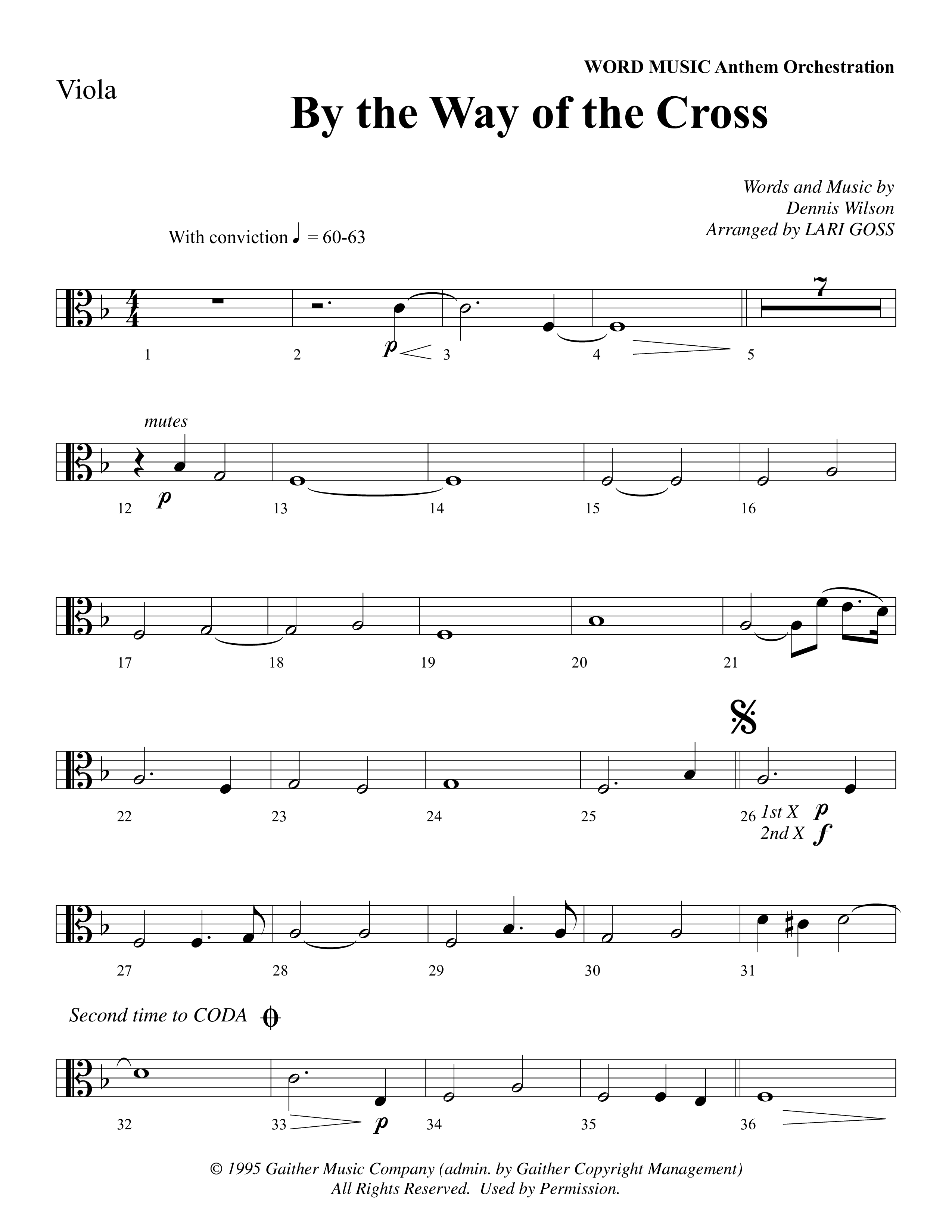 By The Way Of The Cross (Choral Anthem SATB) Viola (Word Music Choral / Arr. Mike Speck / Arr. Lari Goss / Arr. Danny Zaloudik)