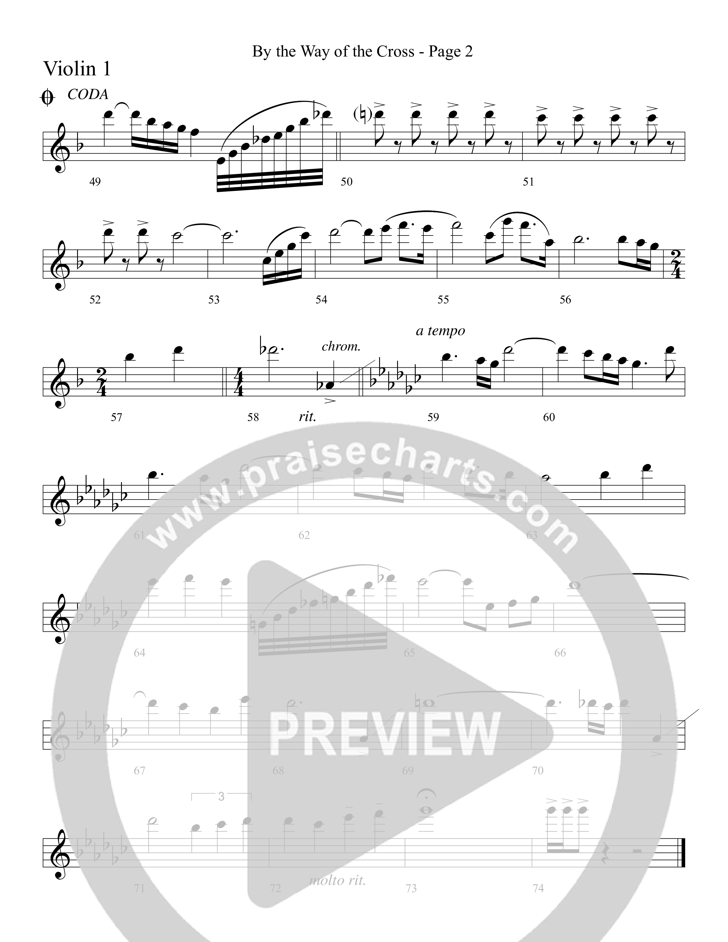 By The Way Of The Cross (Choral Anthem SATB) Violin 1/2 (Word Music Choral / Arr. Mike Speck / Arr. Lari Goss / Arr. Danny Zaloudik)