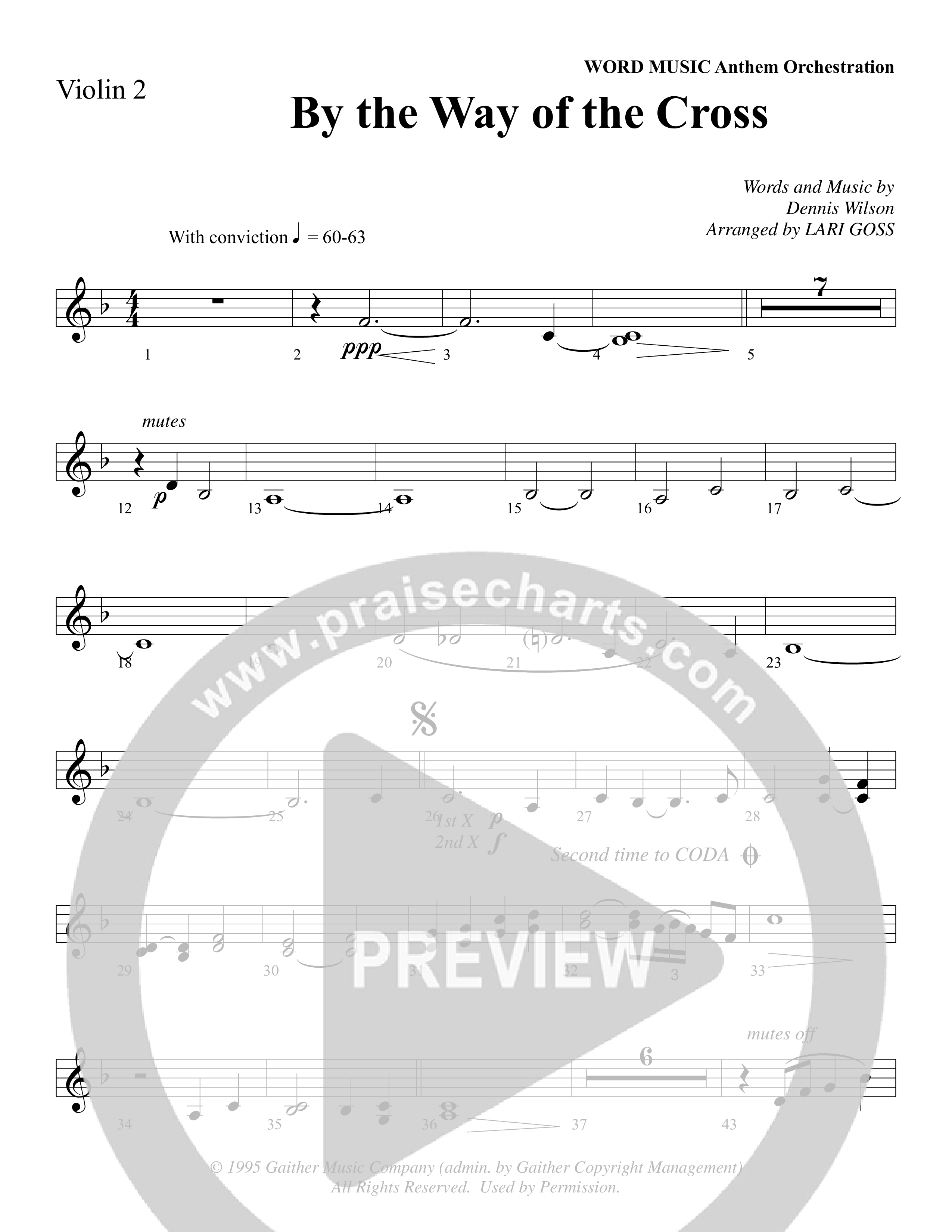 By The Way Of The Cross (Choral Anthem SATB) Violin 1/2 (Word Music Choral / Arr. Mike Speck / Arr. Lari Goss / Arr. Danny Zaloudik)