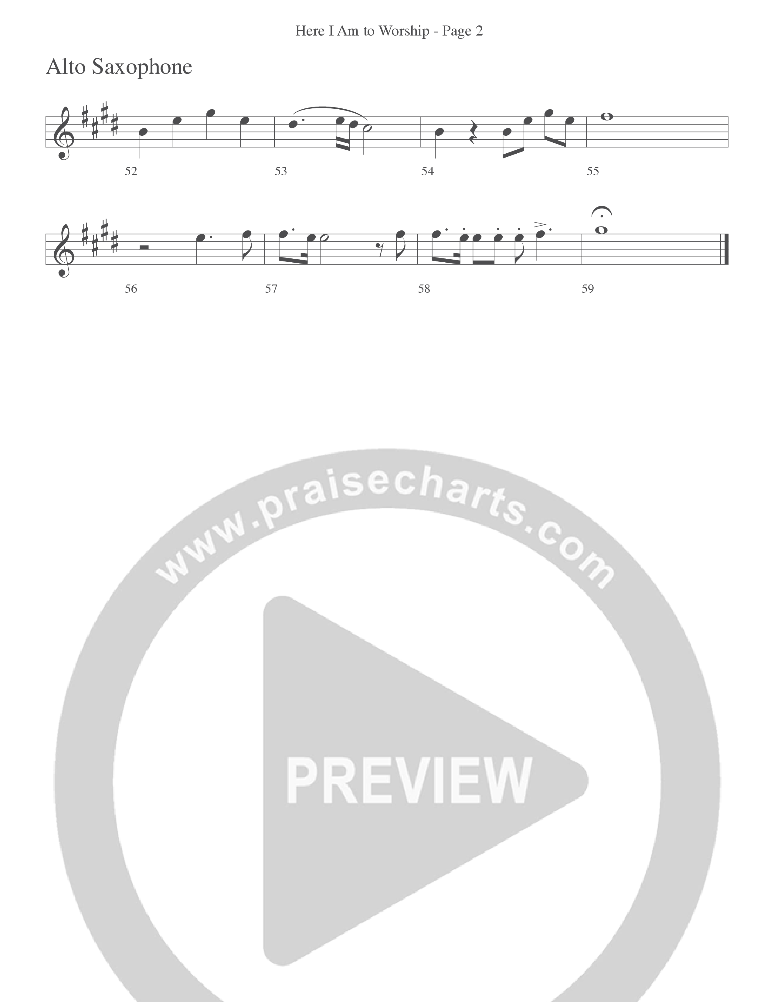 Here I Am To Worship (Choral Anthem SATB) Alto Sax (Word Music Choral / Arr. Dave Williamson)