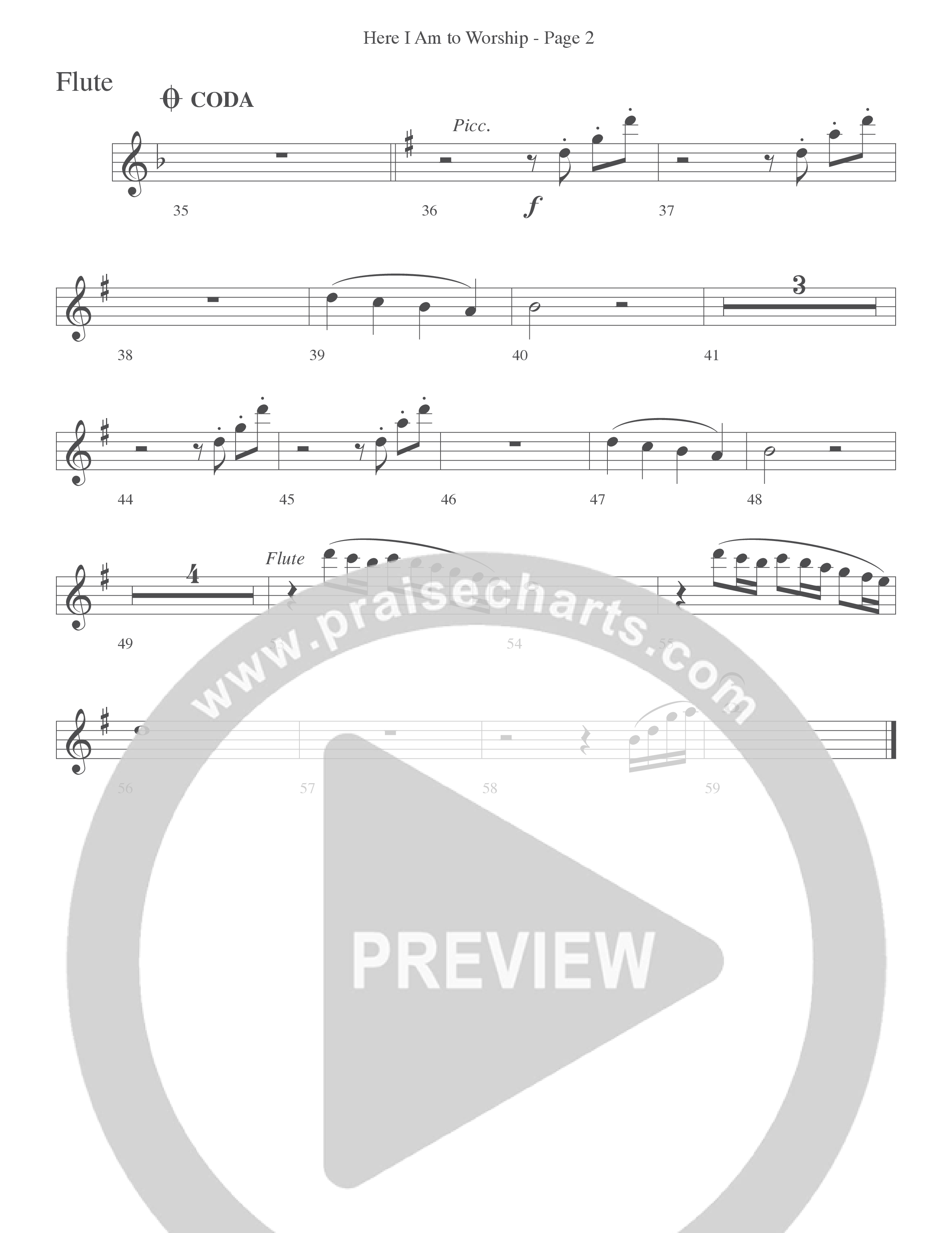 Here I Am To Worship (Choral Anthem SATB) Flute (Word Music Choral / Arr. Dave Williamson)