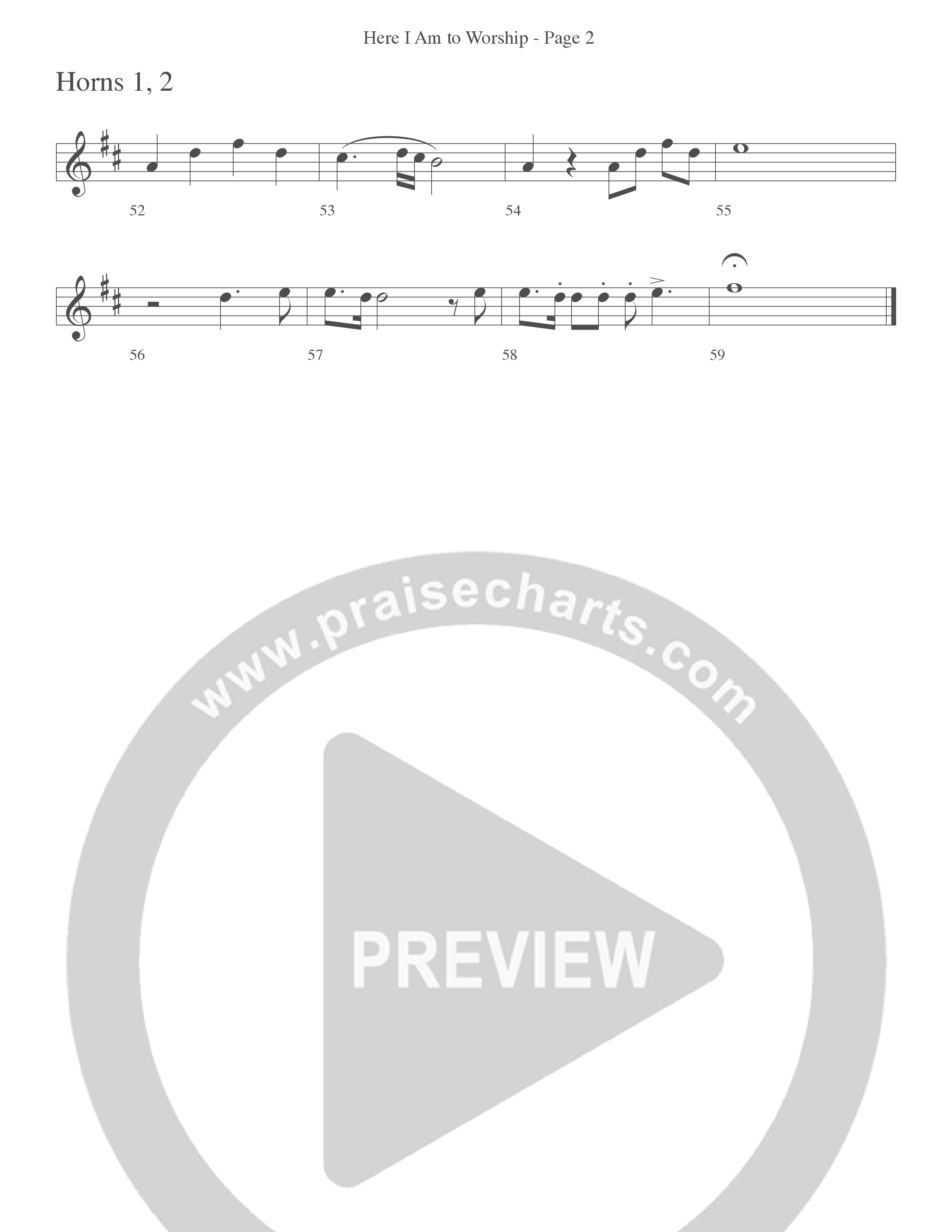 Here I Am To Worship (Choral Anthem SATB) French Horn 1/2 (Word Music Choral / Arr. Dave Williamson)
