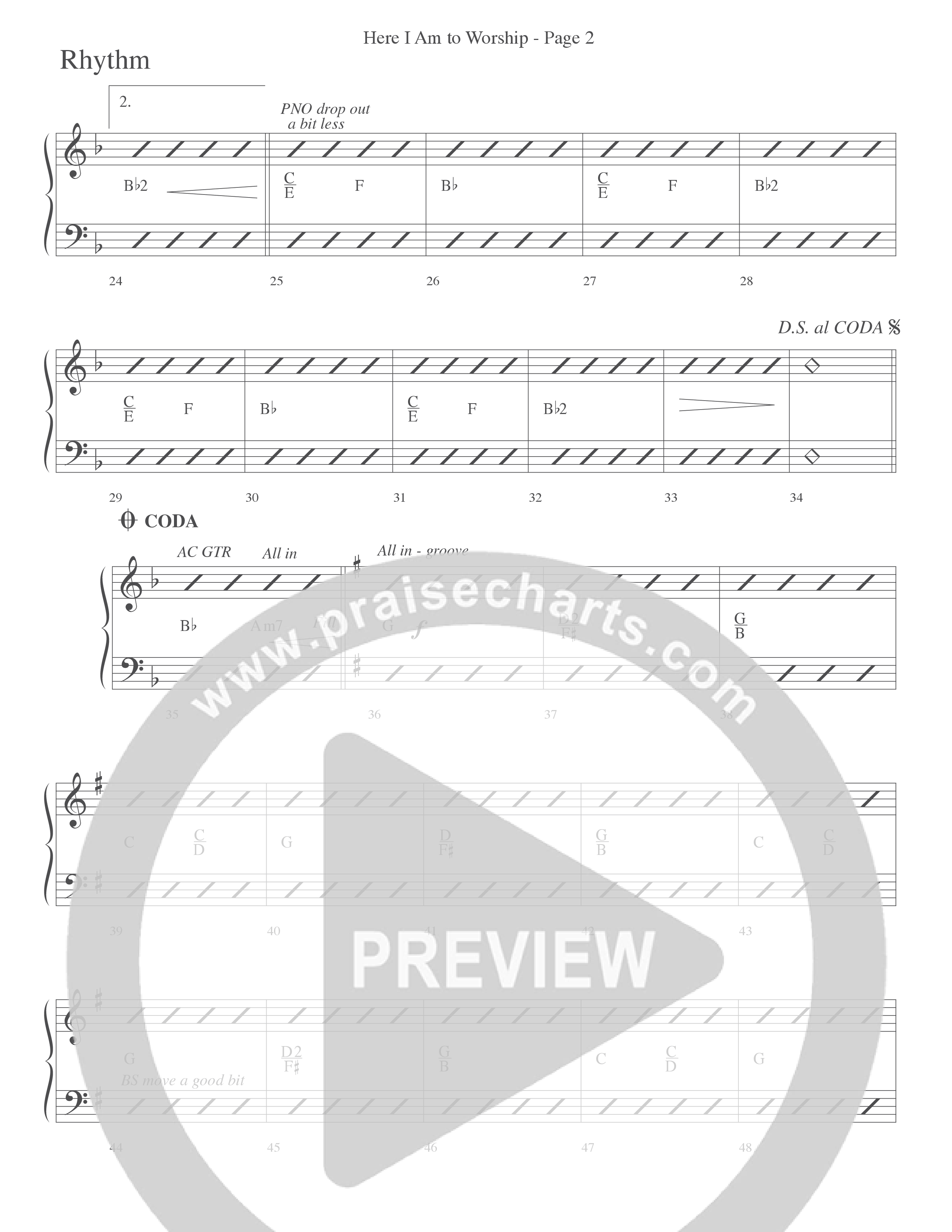 Here I Am To Worship (Choral Anthem SATB) Rhythm Chart (Word Music Choral / Arr. Dave Williamson)