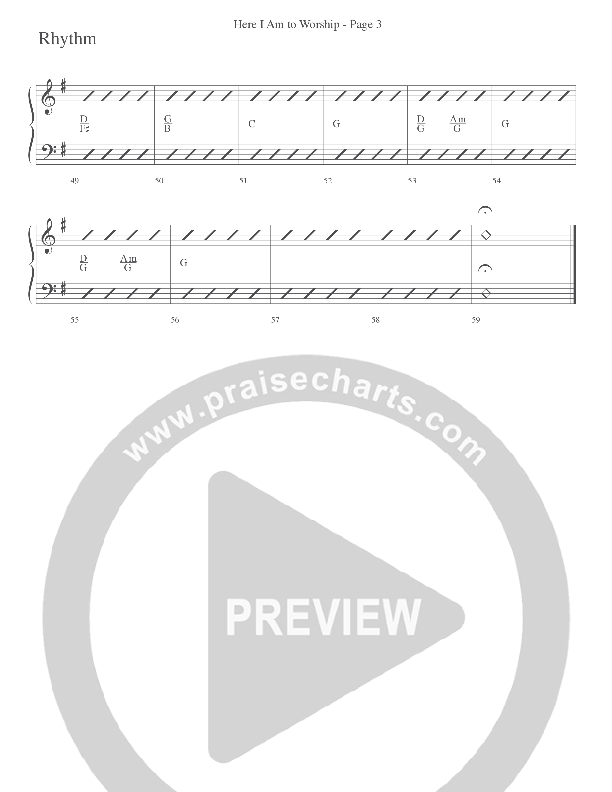 Here I Am To Worship (Choral Anthem SATB) Rhythm Chart (Word Music Choral / Arr. Dave Williamson)
