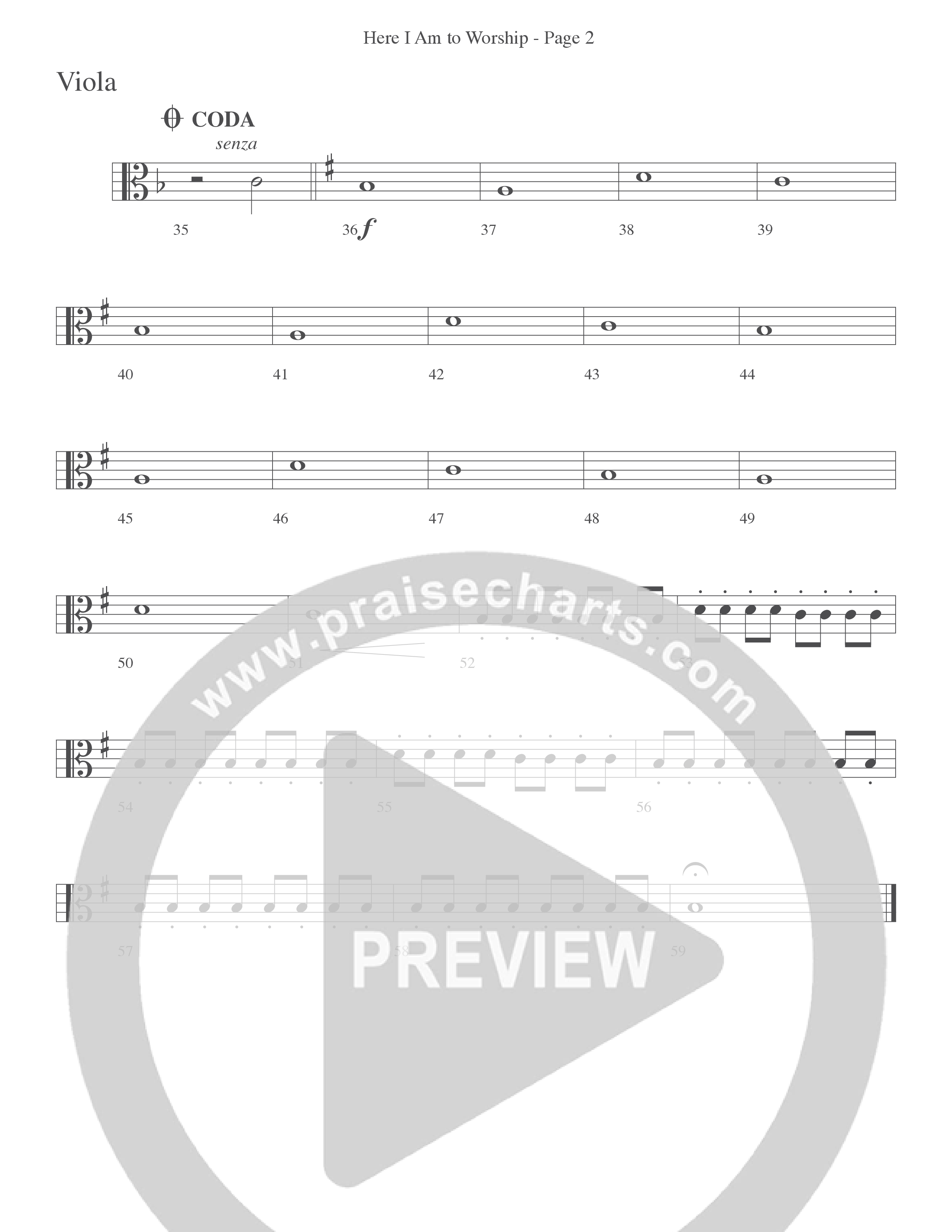 Here I Am To Worship (Choral Anthem SATB) Viola (Word Music Choral / Arr. Dave Williamson)