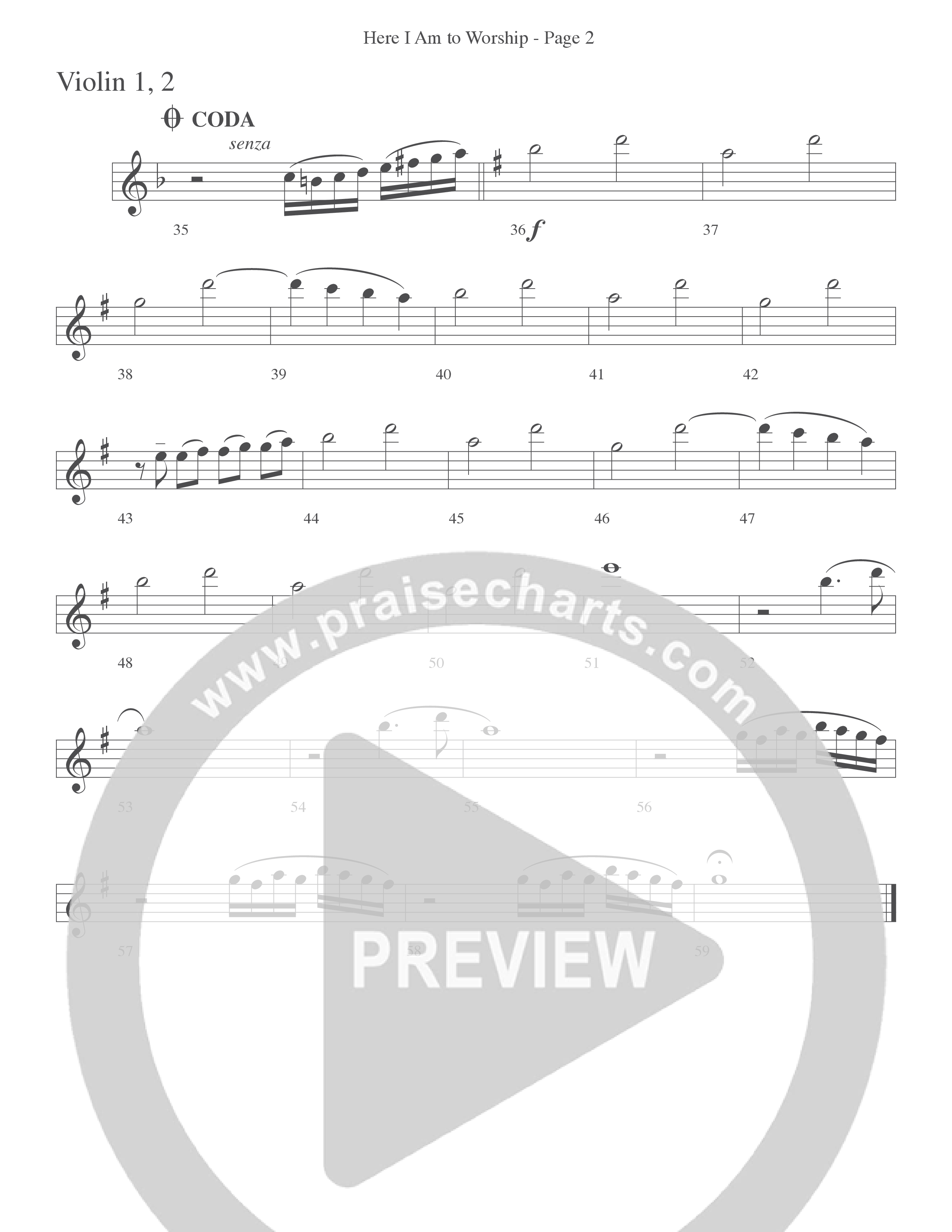 Here I Am To Worship (Choral Anthem SATB) Violin 1/2 (Word Music Choral / Arr. Dave Williamson)