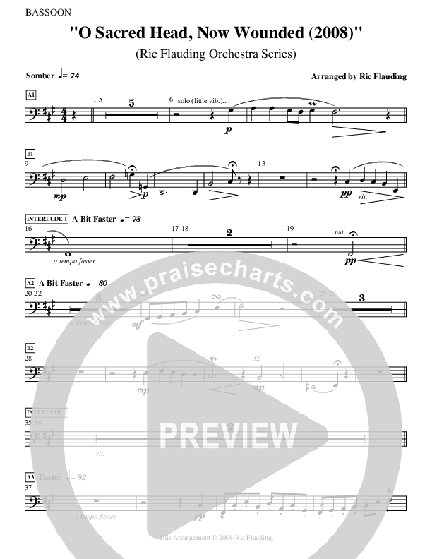 O Sacred Head Now Wounded (Instrumental) Bassoon ()