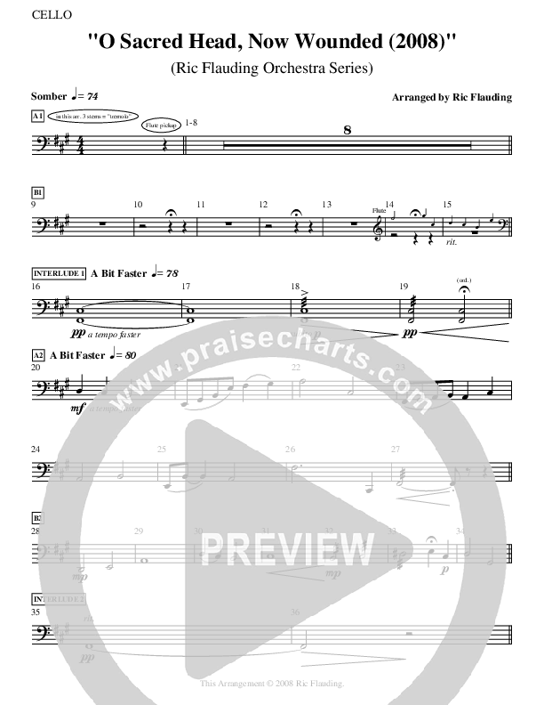 O Sacred Head Now Wounded (Instrumental) Cello ()