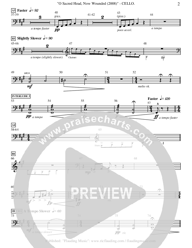 O Sacred Head Now Wounded (Instrumental) Cello ()